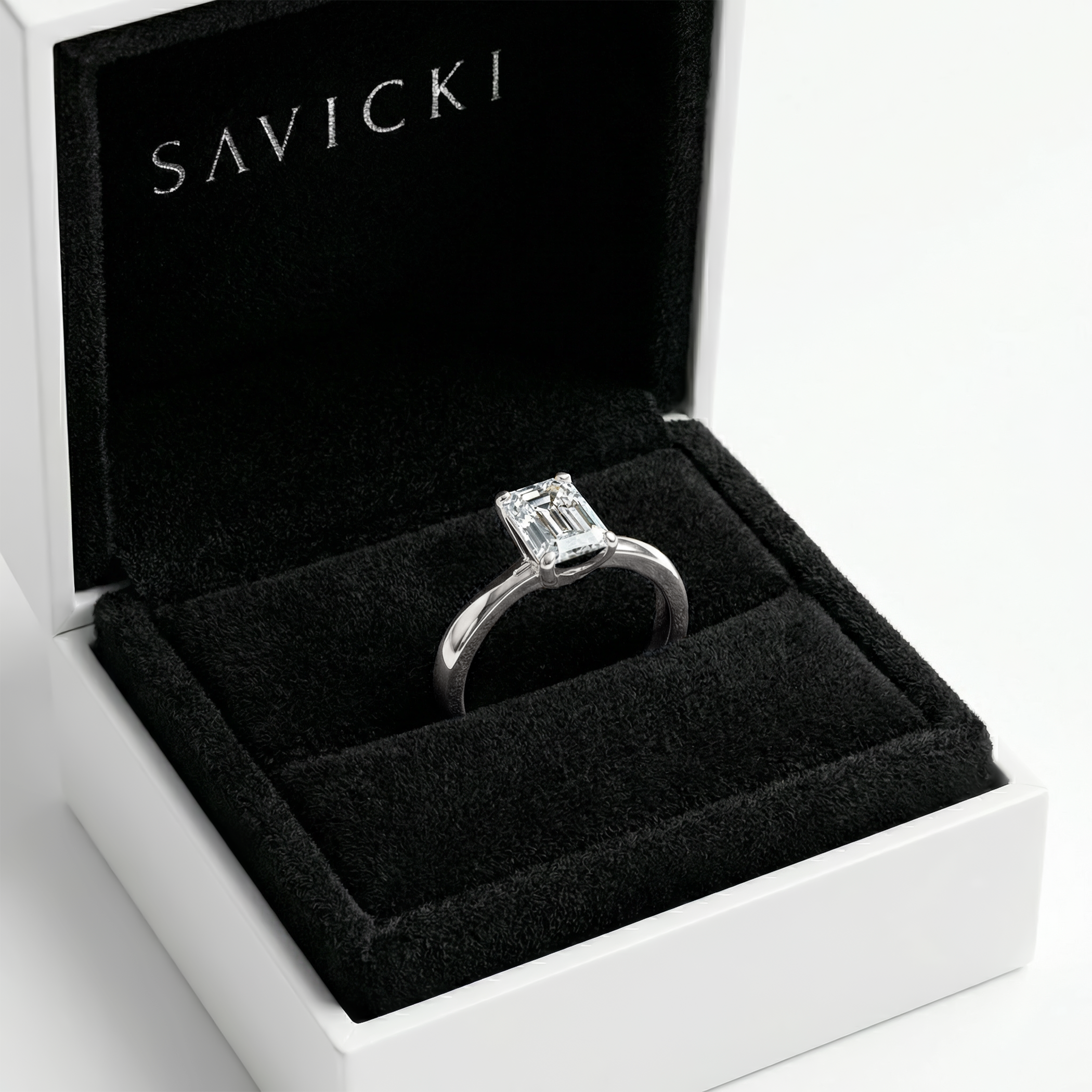 Pierścionek zaręczynowy Savicki: białe złoto, diament laboratoryjny - 5