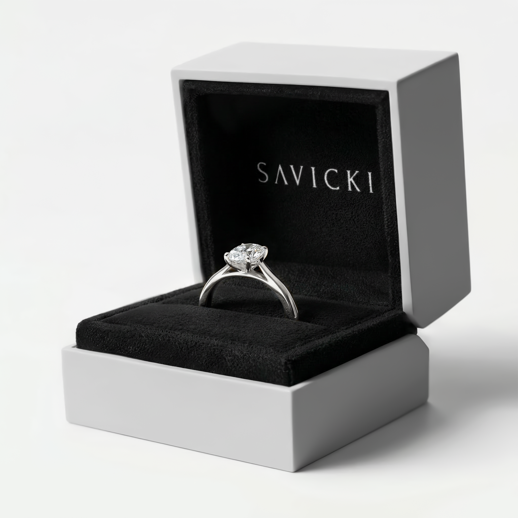 Pierścionek zaręczynowy Savicki: białe złoto, diament laboratoryjny - 5