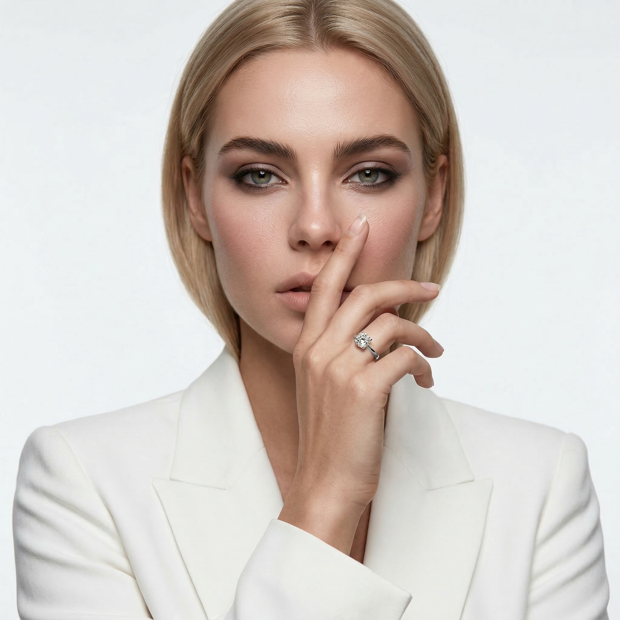 Pierścionek zaręczynowy Savicki: białe złoto, diament laboratoryjny - 4