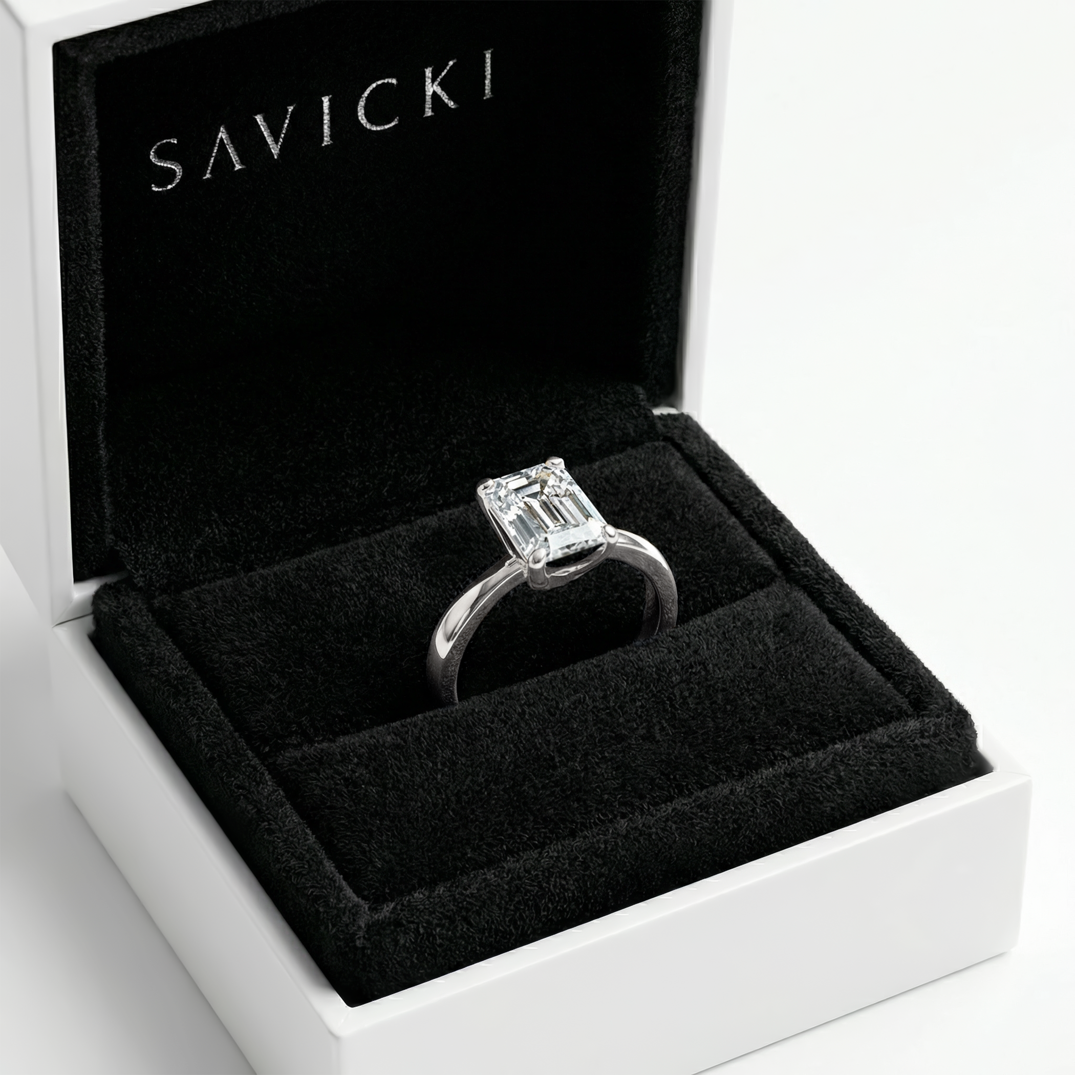 Pierścionek zaręczynowy Savicki: białe złoto, diament laboratoryjny - 5
