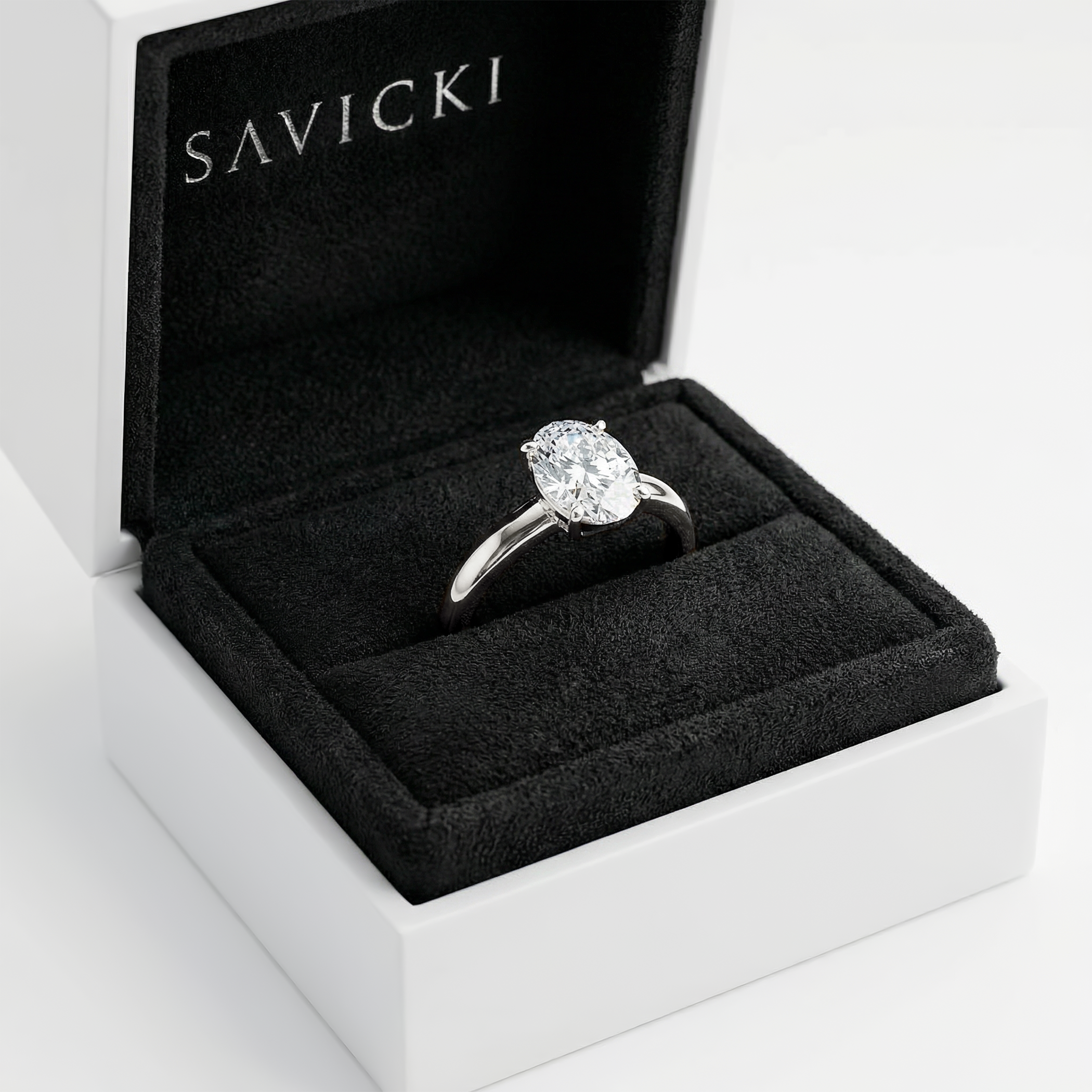 Pierścionek zaręczynowy Savicki: białe złoto, diament laboratoryjny - 5