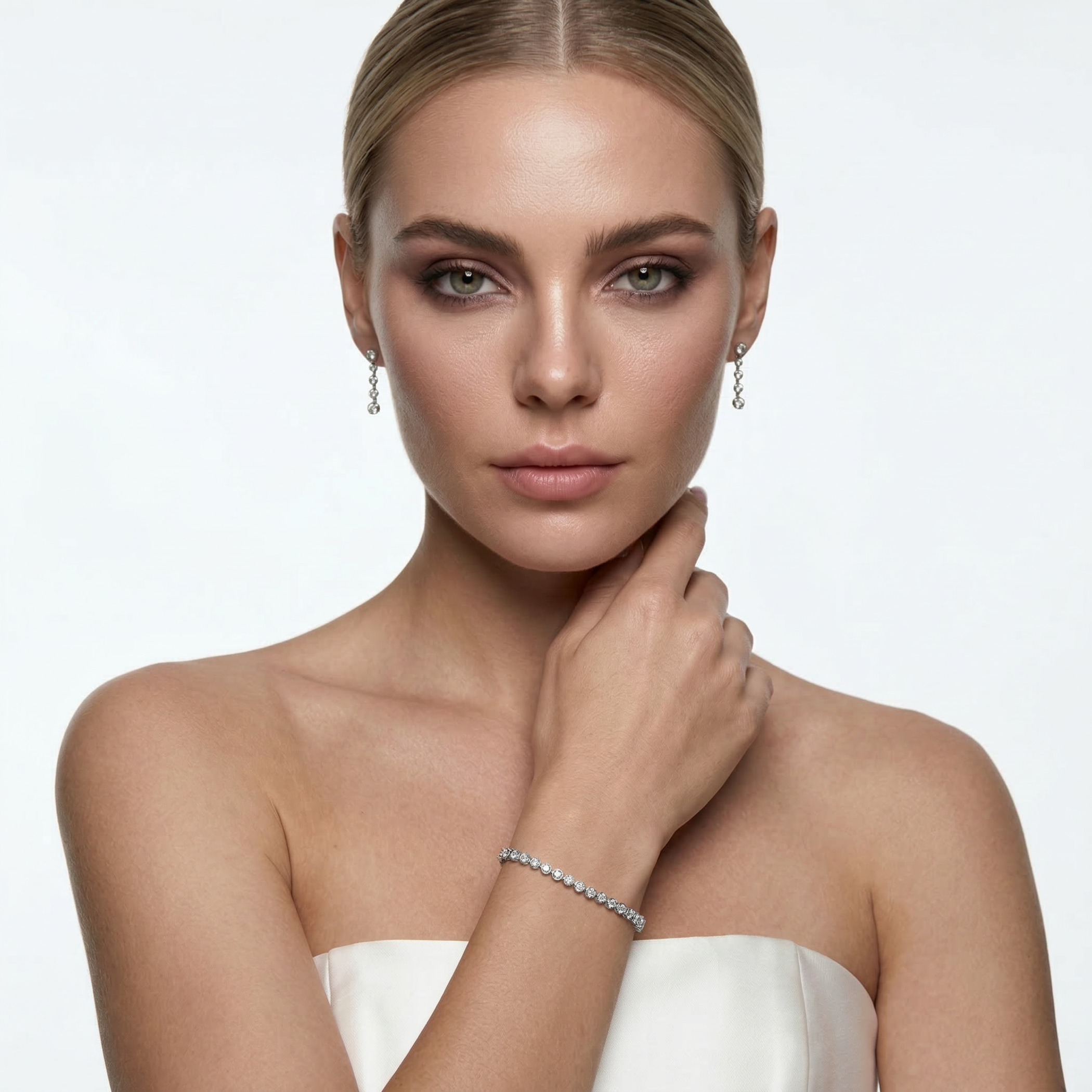 Bransoletka srebrna z cyrkonią 17cm - 4