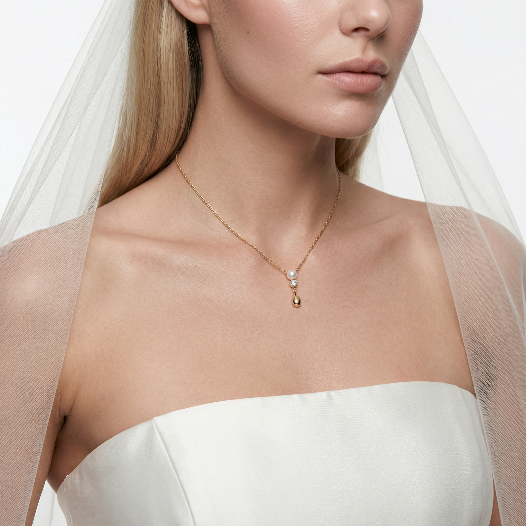 Halskette Eterniàle, vergoldetes Silber, Perle, Zirkonia - 4