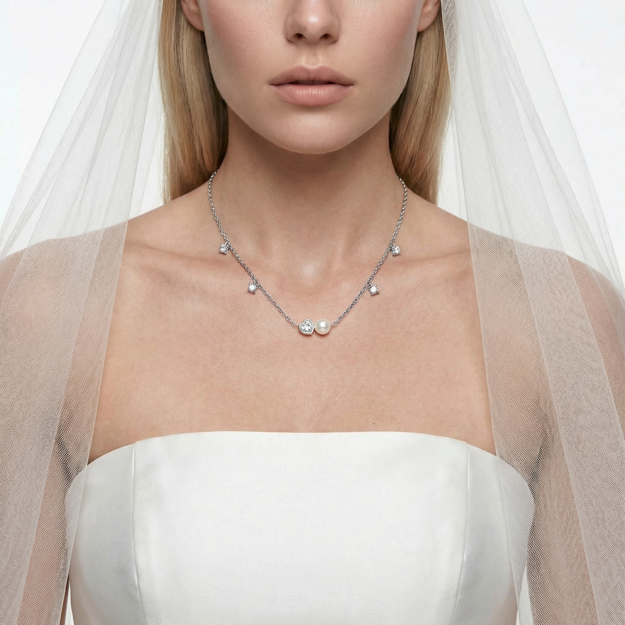 Naszyjnik srebrny z perłą 42 cm - 4