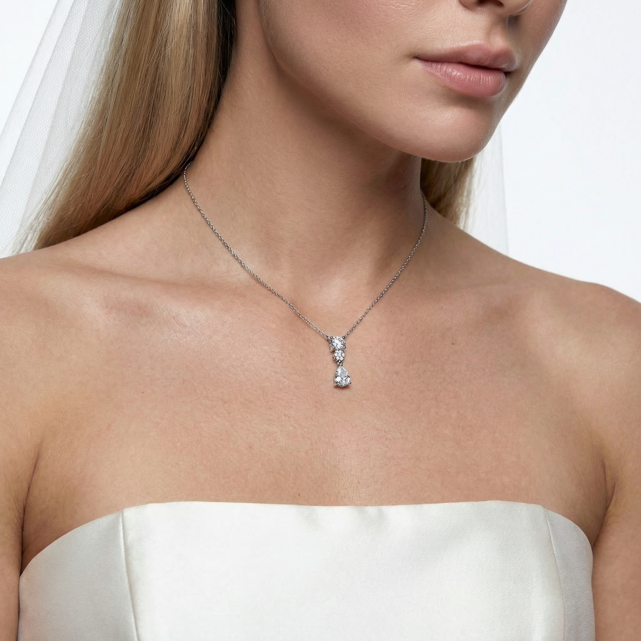 Naszyjnik srebrny z cyrkonią 46 cm - 4