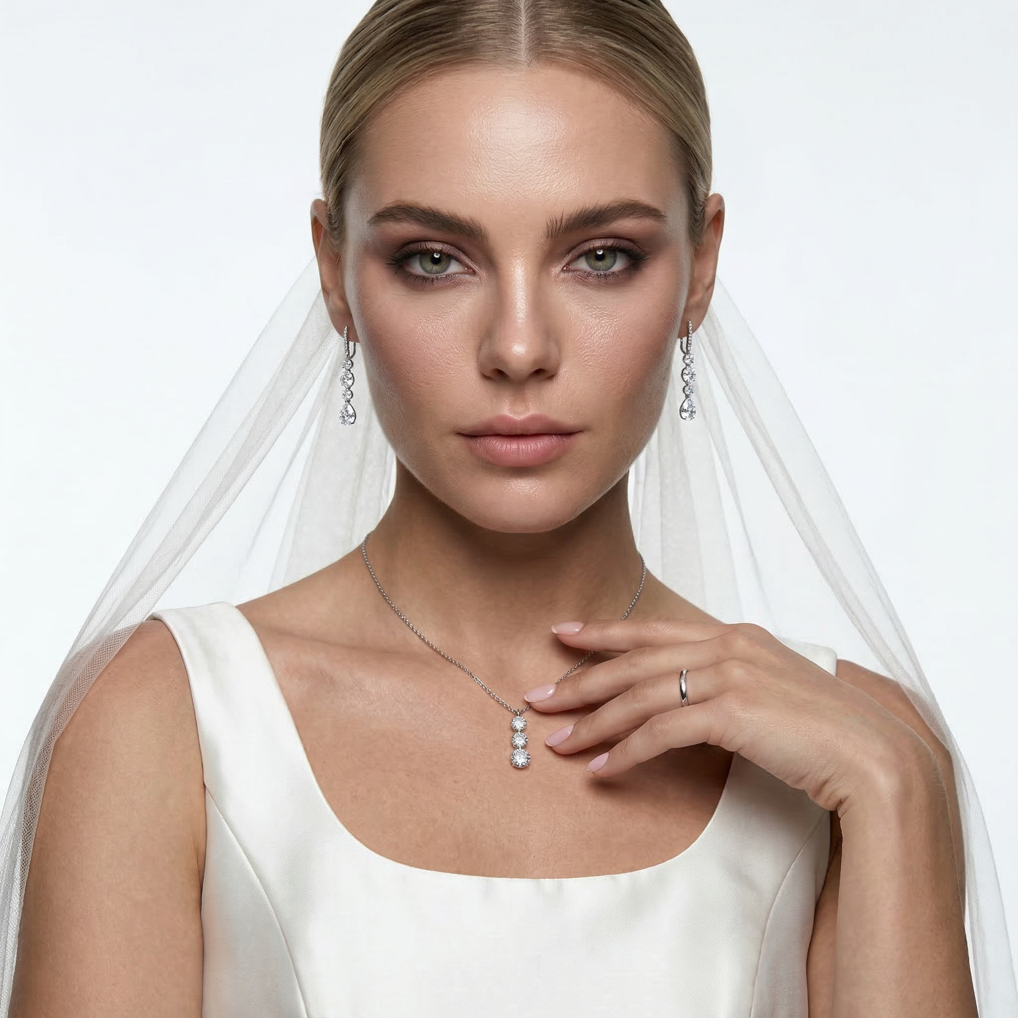 Naszyjnik srebrny z cyrkonią 46 cm - 4