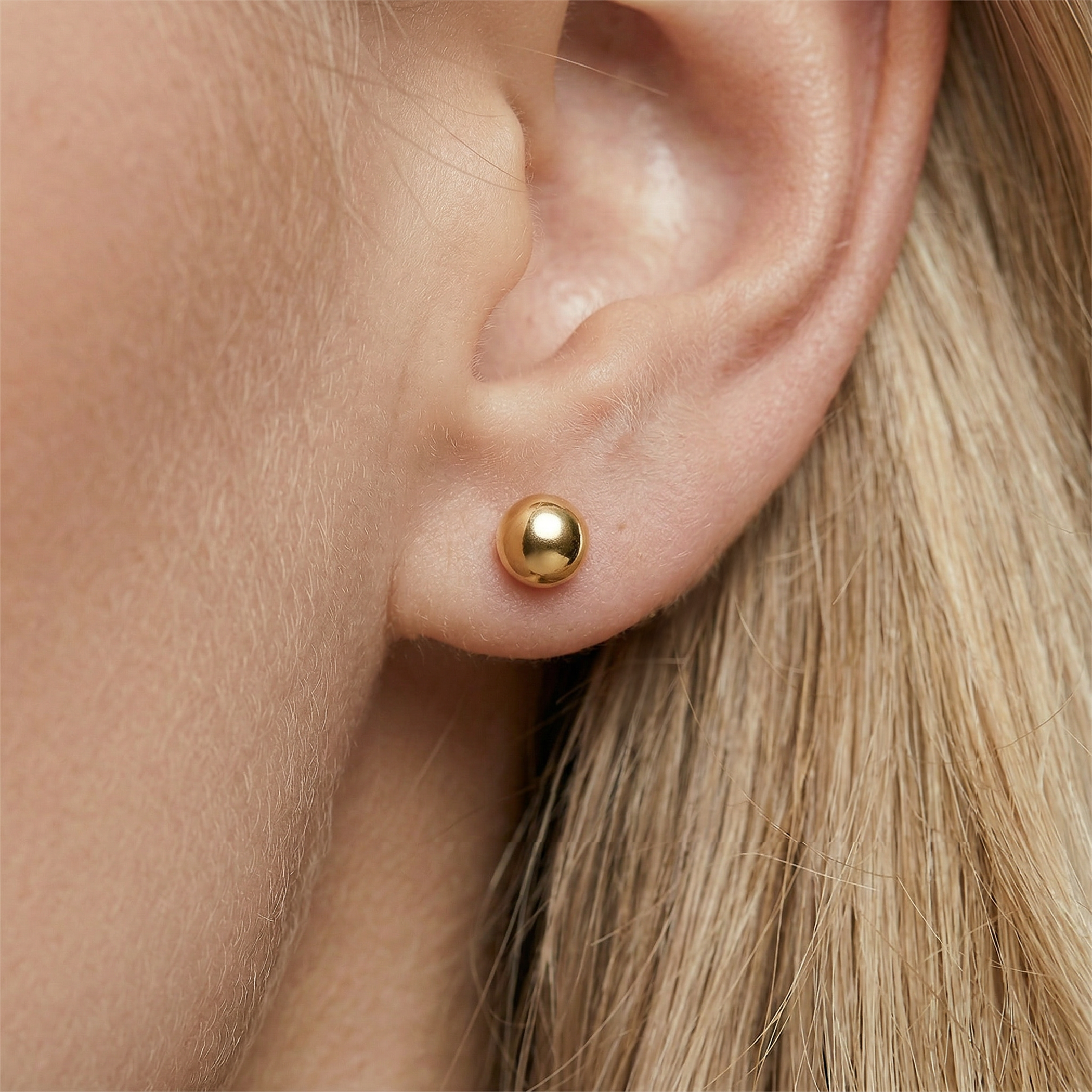 Kolczyki kulki Savicki: Super lekkie złote (585) 8mm. - 6