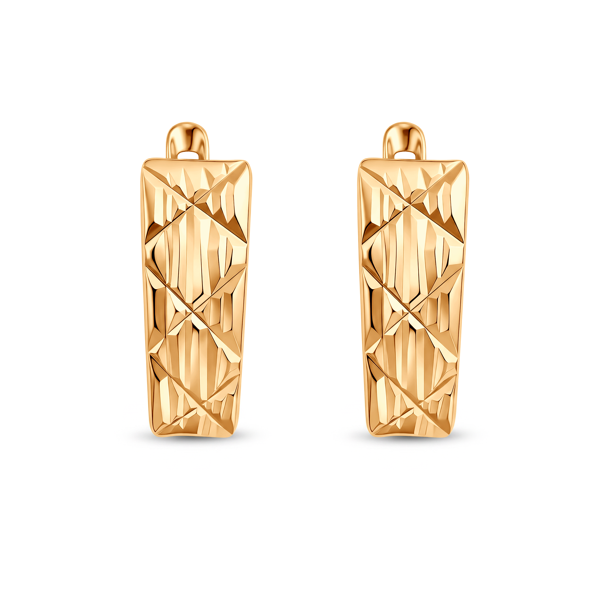 Kolczyki SAVICKI: zdobione diamentowanymi paskami złote (585)