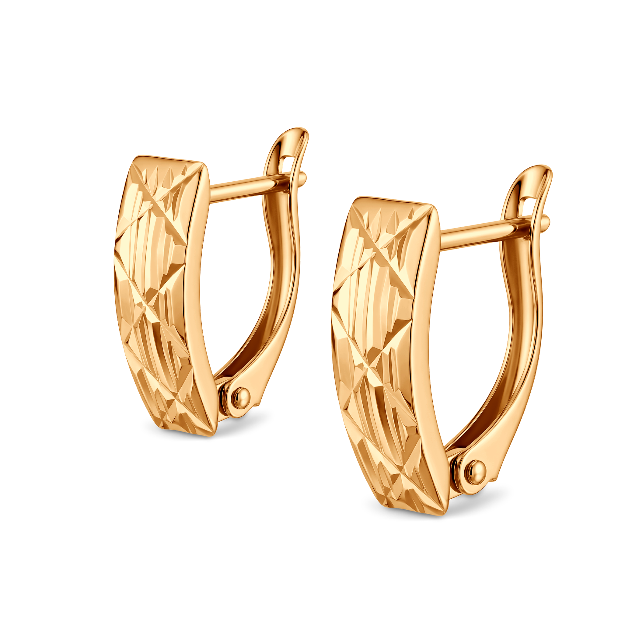 Kolczyki SAVICKI: zdobione diamentowanymi paskami złote (585) - 3