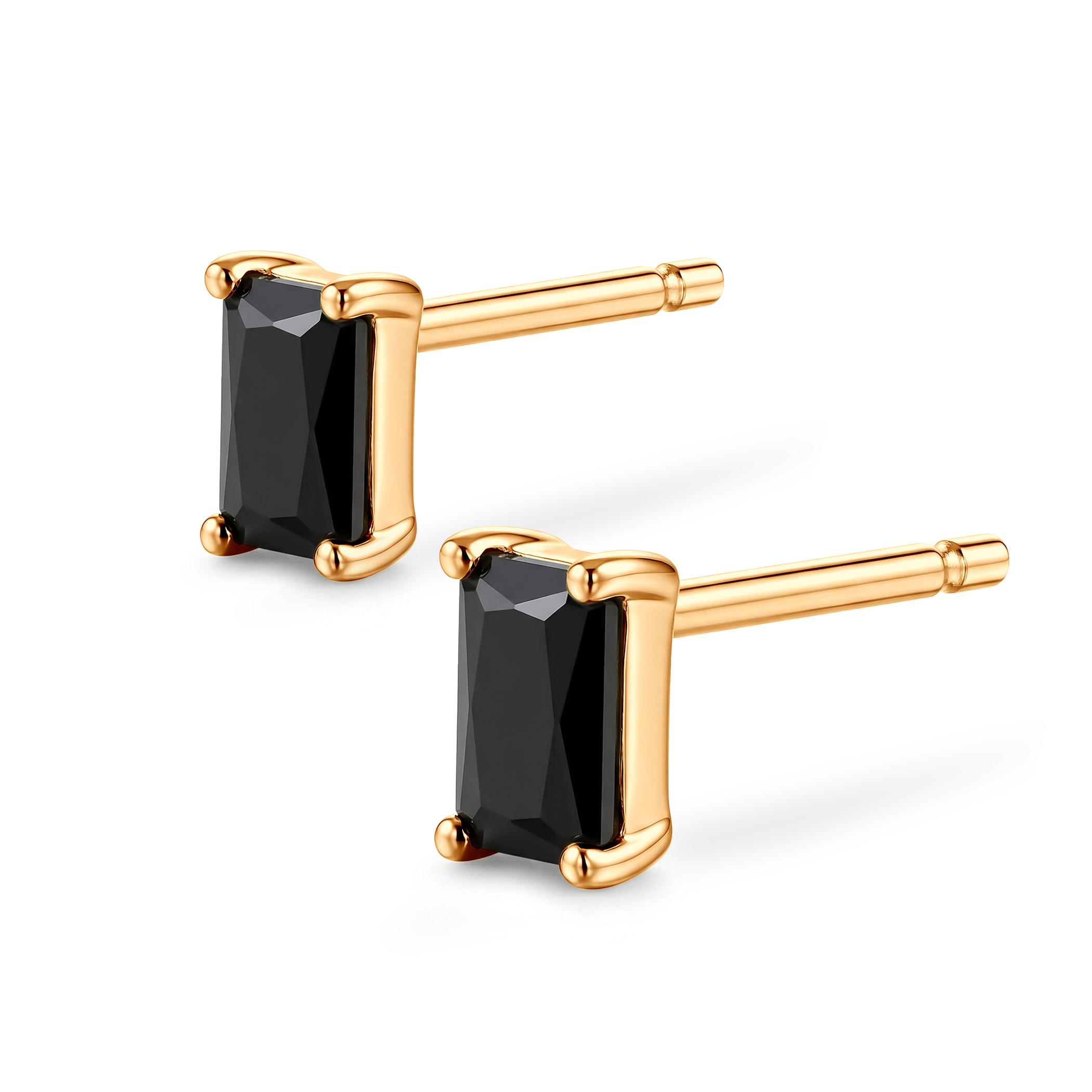Kolczyki złote SAVICKI: prostokątne czarne cyrkonie - 3