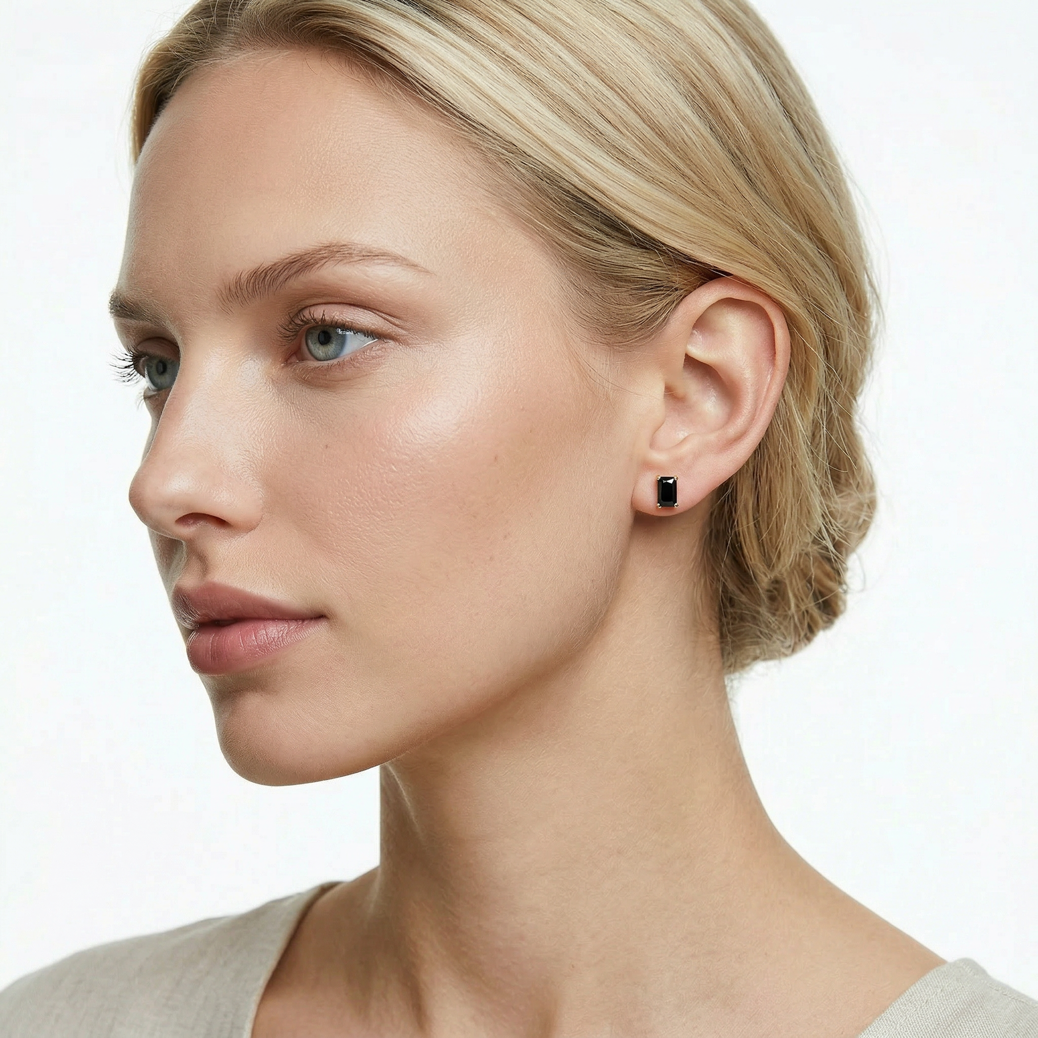 Kolczyki złote SAVICKI: prostokątne czarne cyrkonie - 5