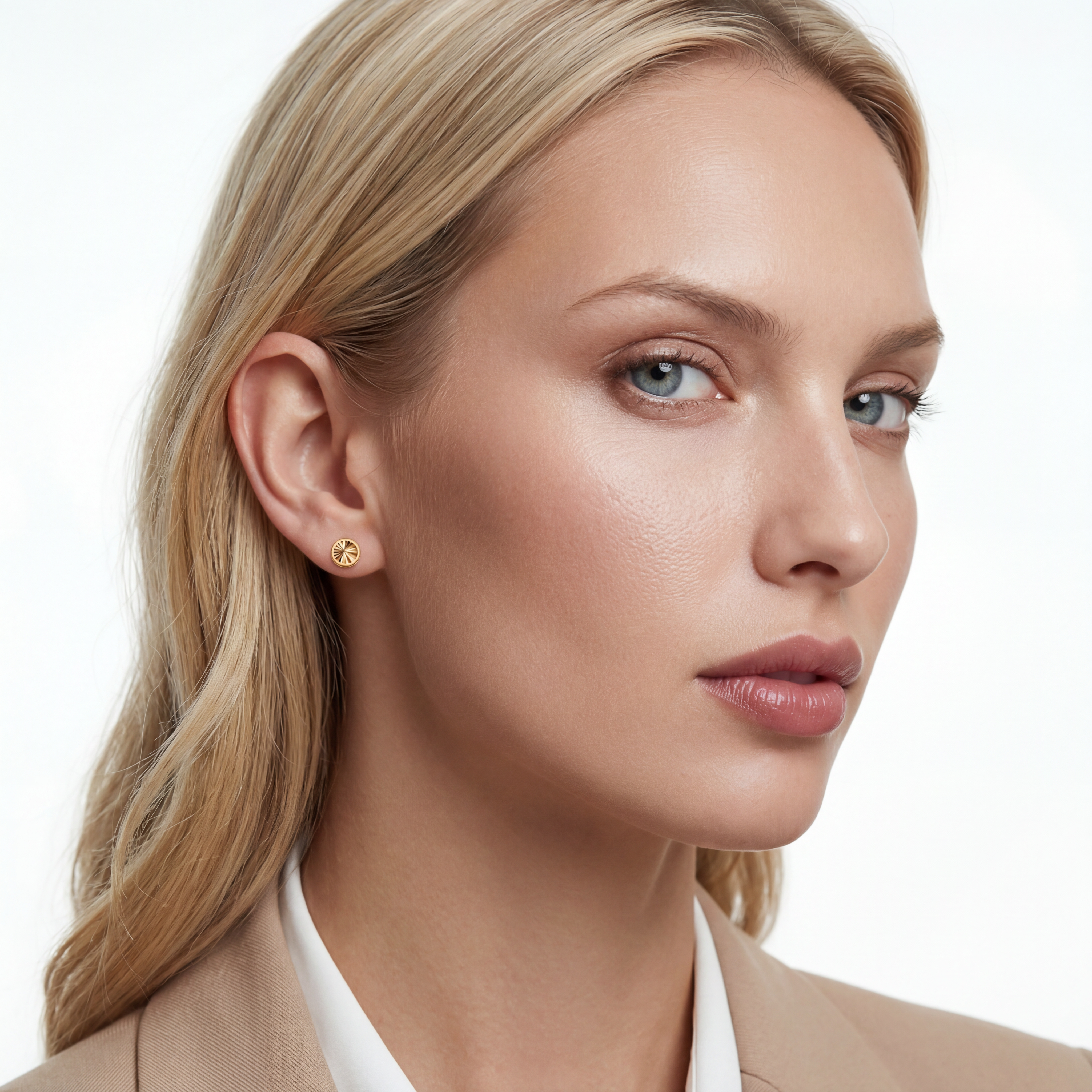 Kolczyki kółka Savicki: złote w gładkiej oprawie - 5