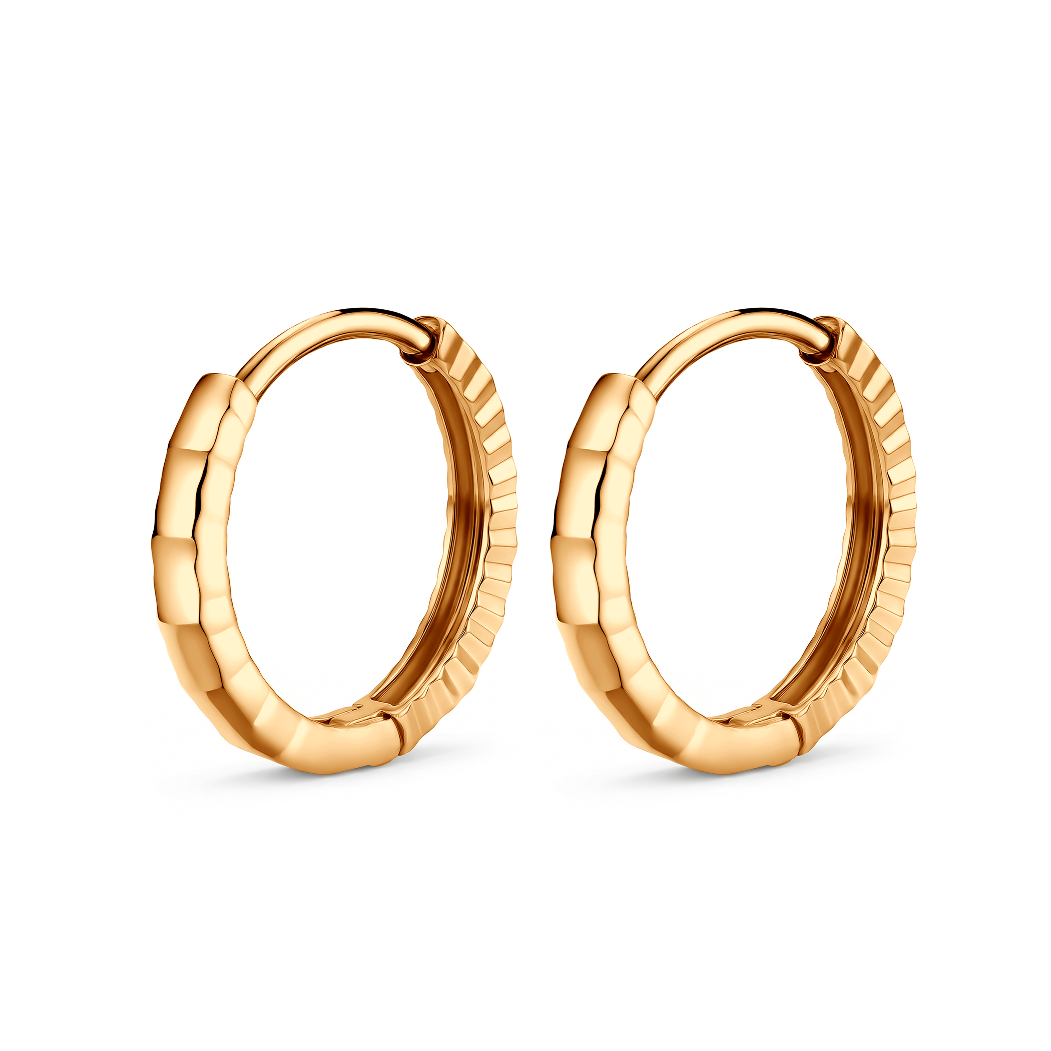 Lekkie kolczyki koła Savicki: Zdobione diamentowaniem złote (585) 