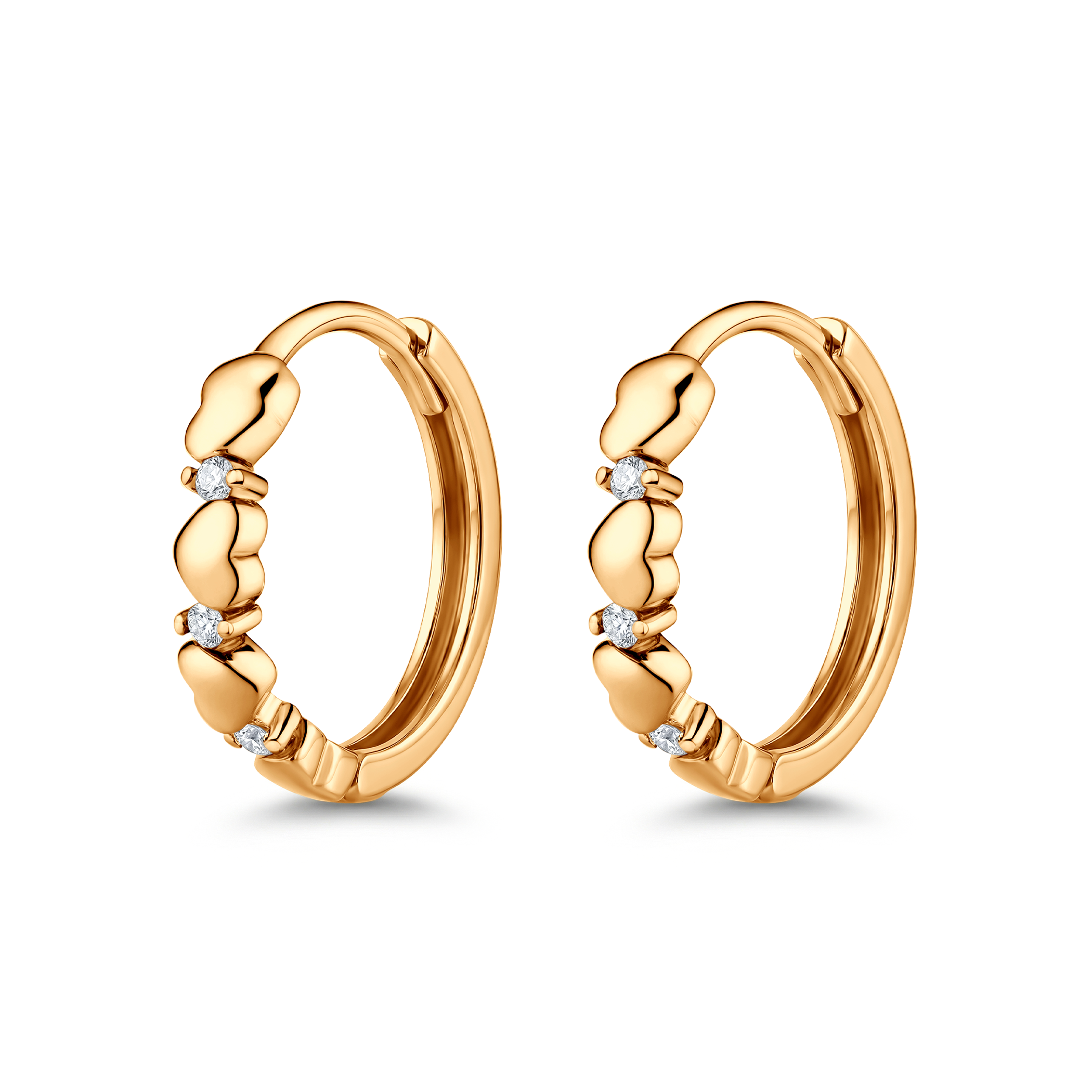 Kolczyki Savicki: złote serca i cyrkonie