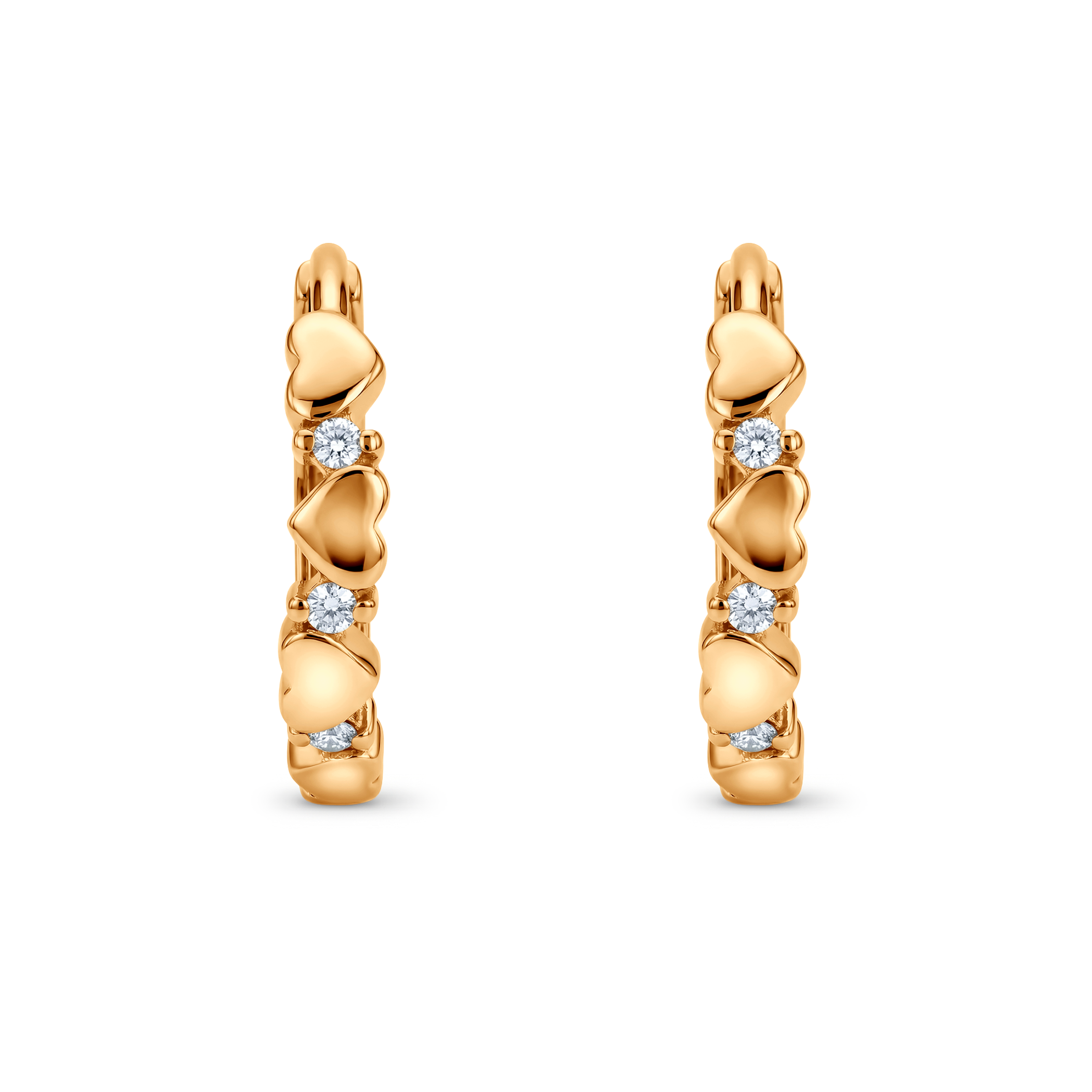 Savicki earrings: gold hearts and cubic zirconia - 3