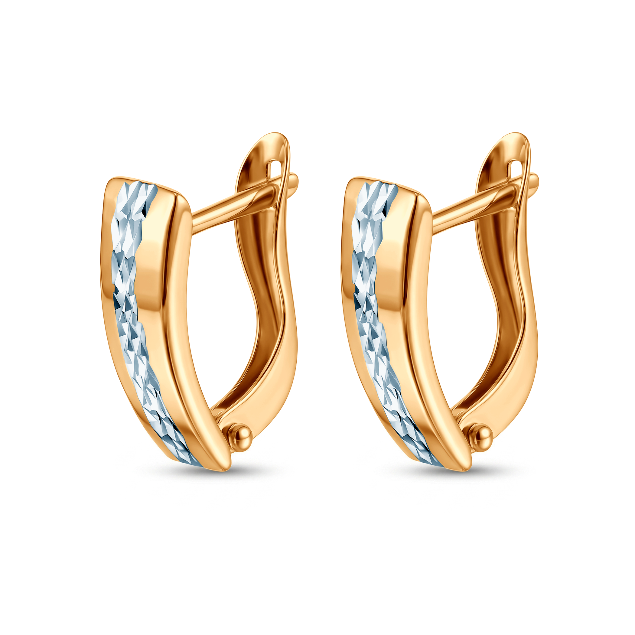 Kolczyki Savicki: Diamentowane na środku dwukolorowe złoto