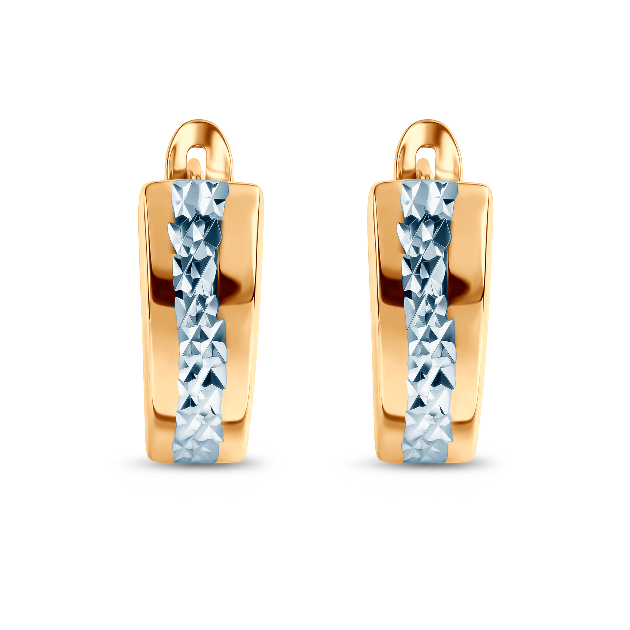 Kolczyki Savicki: Diamentowane na środku dwukolorowe złoto - 3