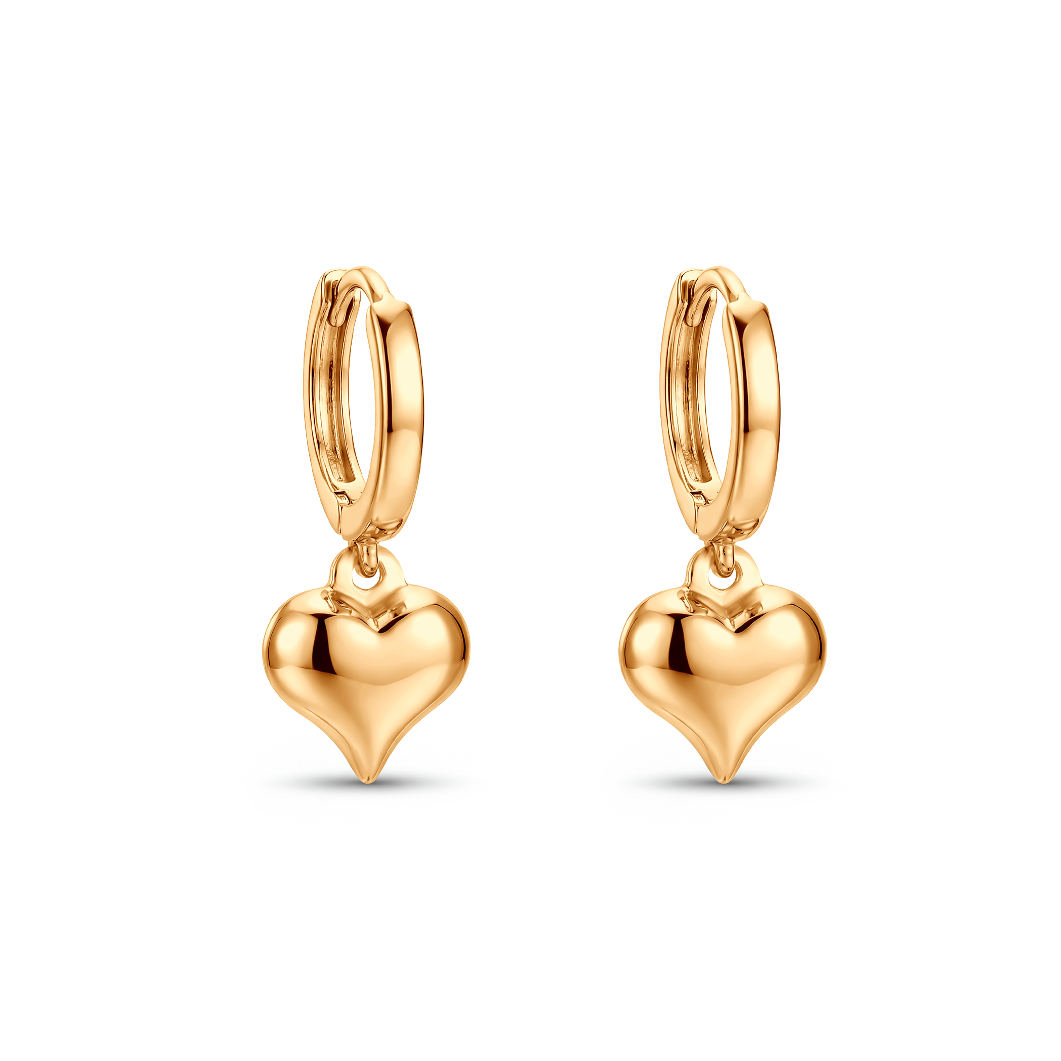 Kolczyki wiszące Savicki: złote z gładkim sercem