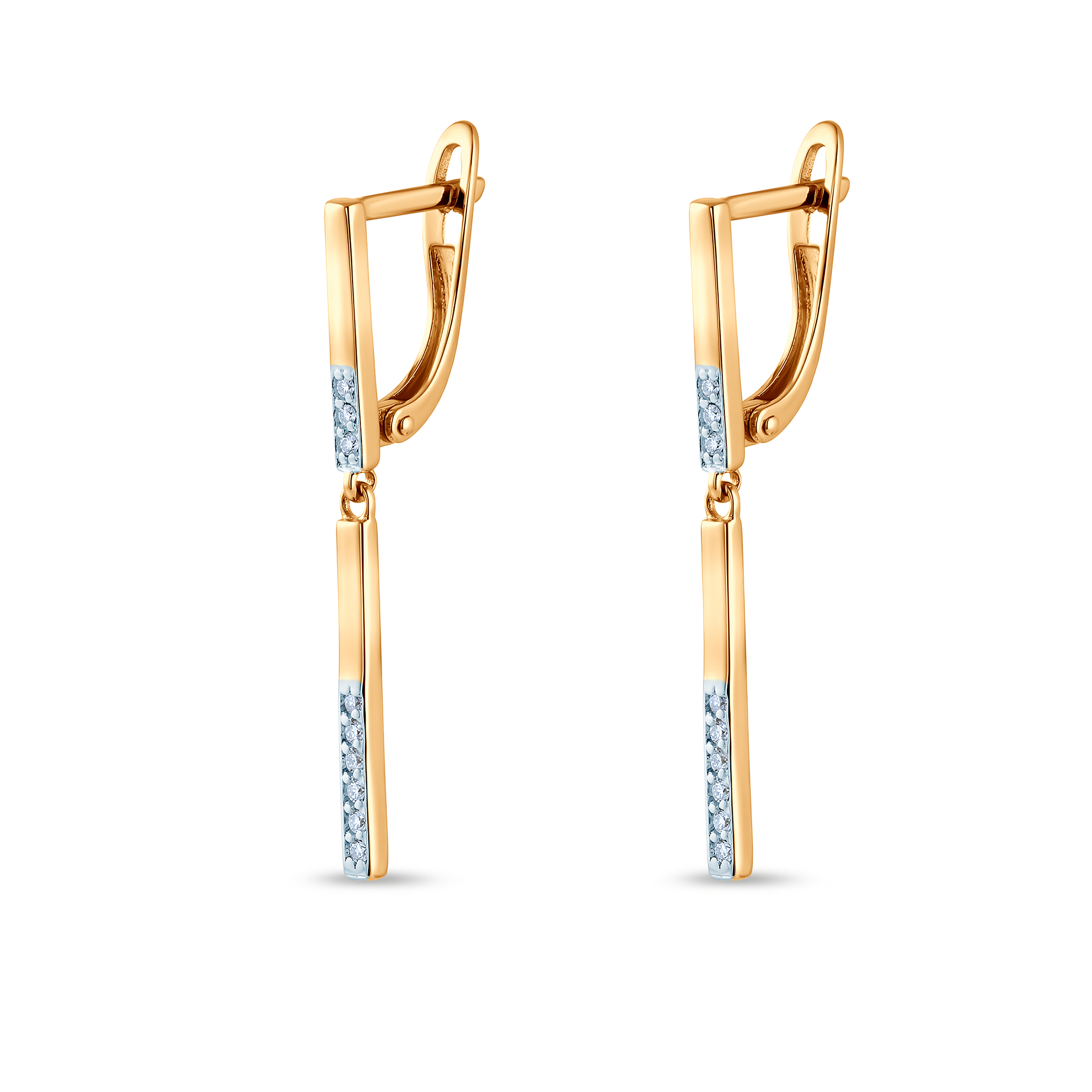 Kolczyki wiszące Savicki: złote pręciki z cyrkoniami