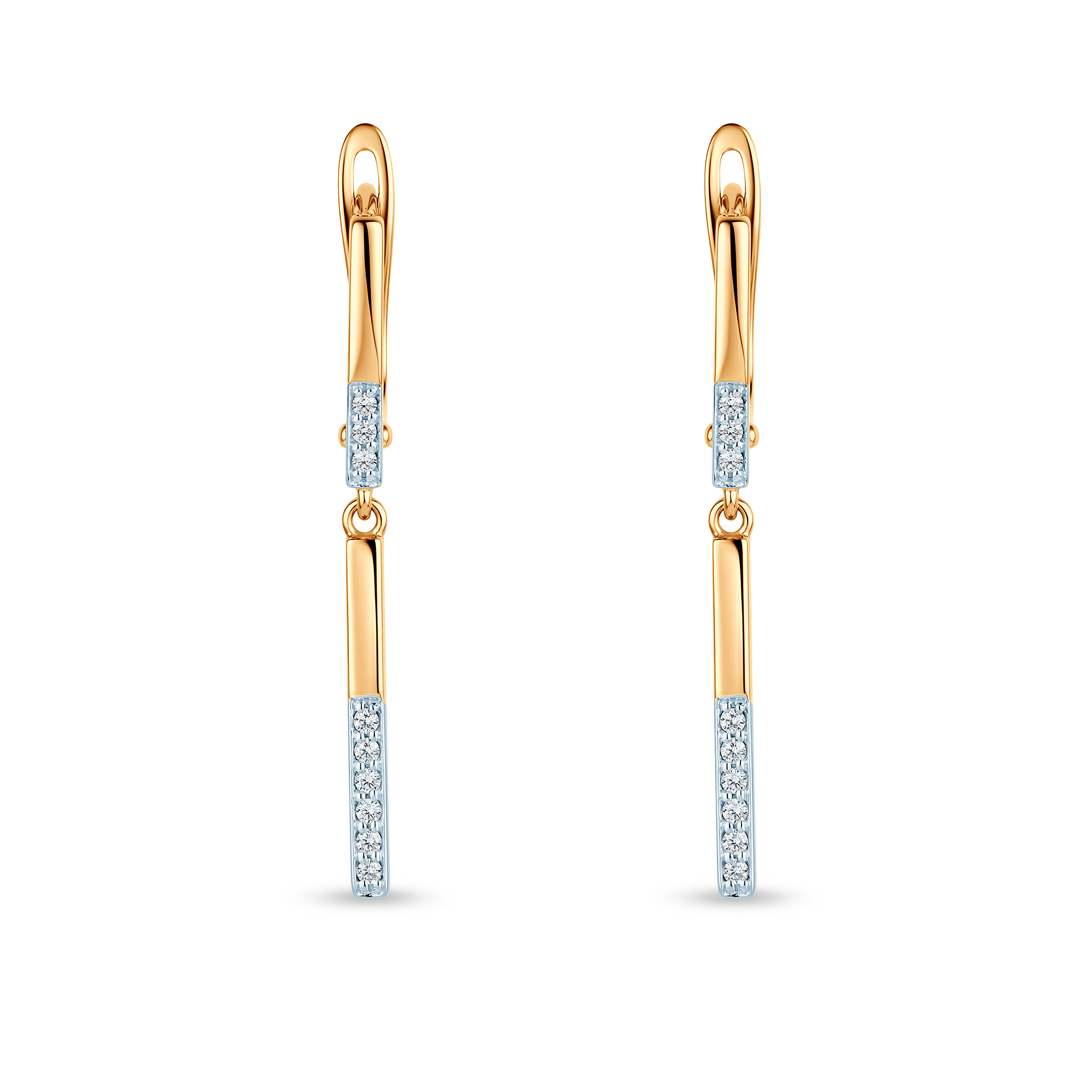 Kolczyki wiszące Savicki: złote pręciki z cyrkoniami - 3