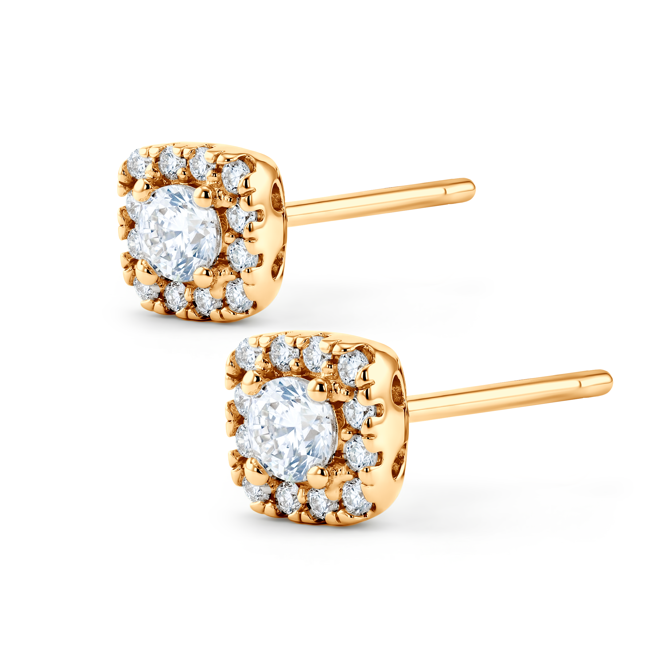 Kolczyki Savicki: złote z centralnie umieszczoną cyrkonią w oprawie mniejszych - 3