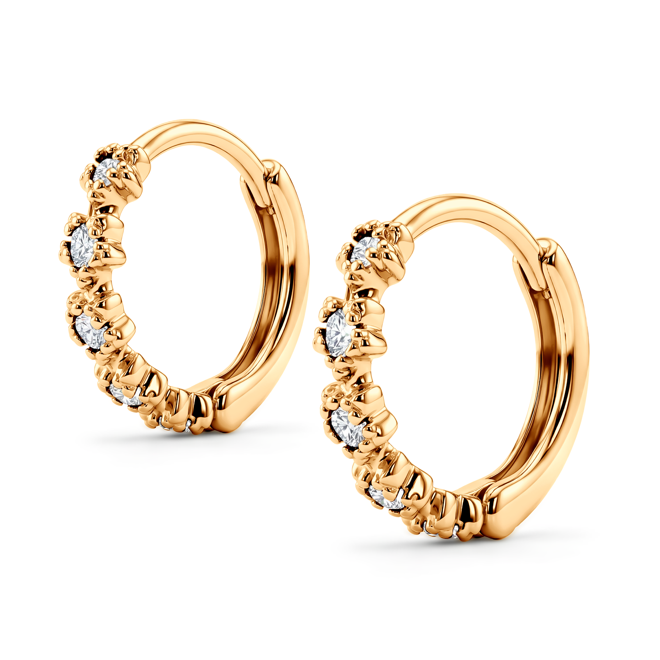 Kolczyki Savicki: złote (585) kwiatki z cyrkoniami - 3