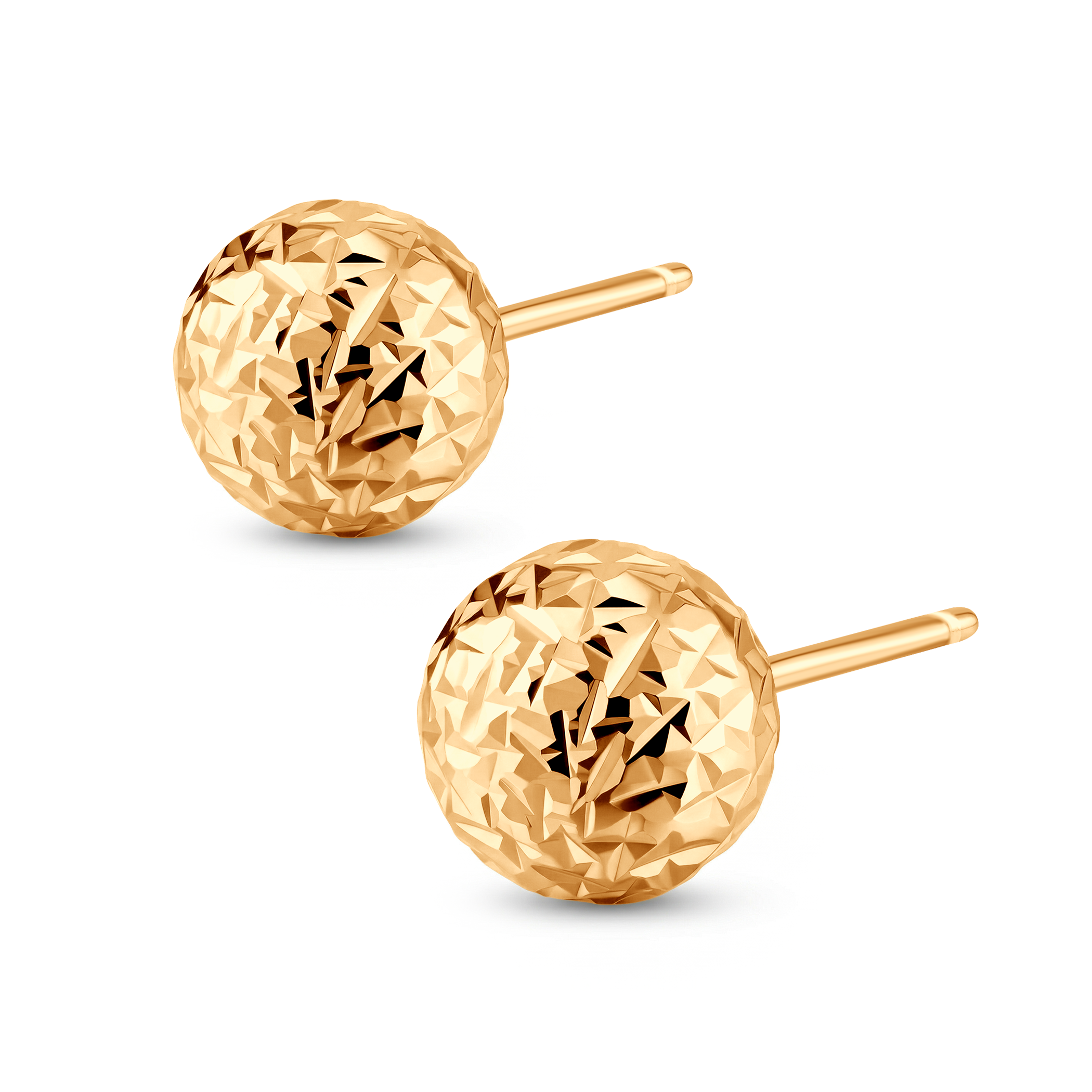 Kolczyki kulki Savicki: Super lekkie, diamentowane złote (585) 7mm - 3