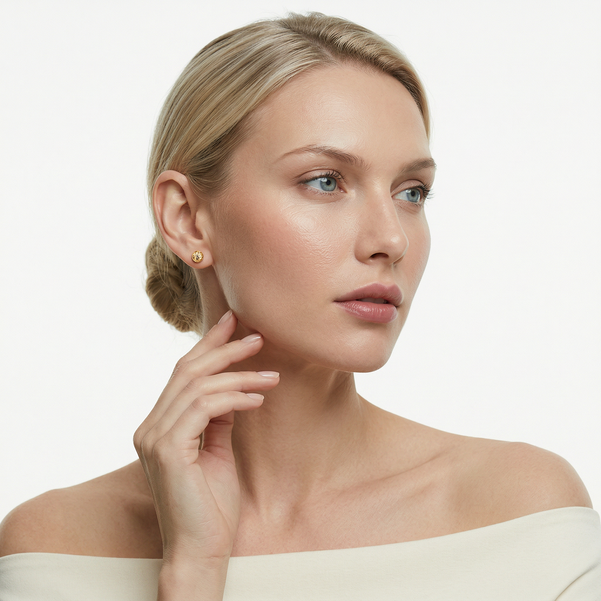 Kolczyki kulki Savicki: Super lekkie, diamentowane złote (585) 7mm - 4