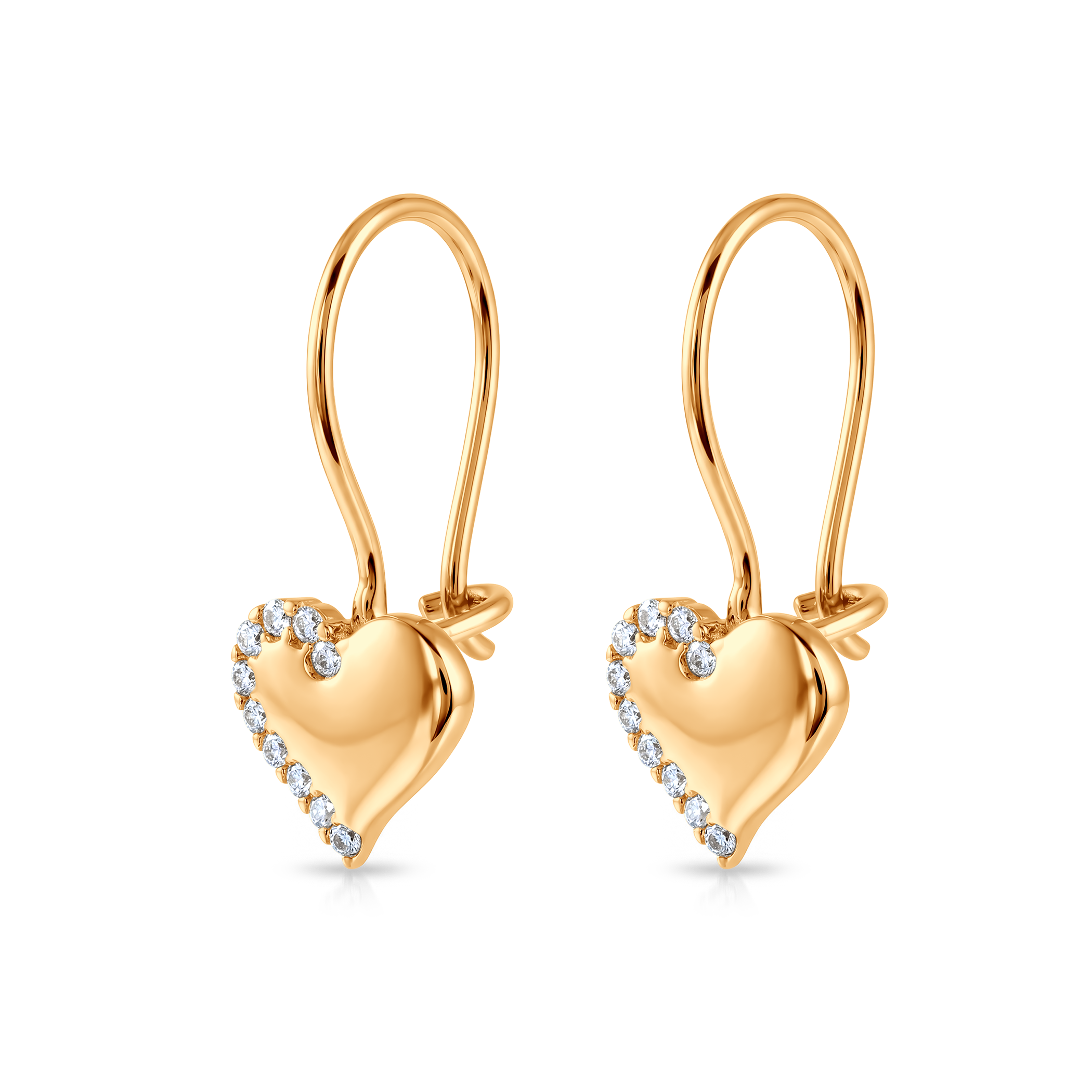 Kolczyki  Savicki: złote serca z cyrkoniami - 3