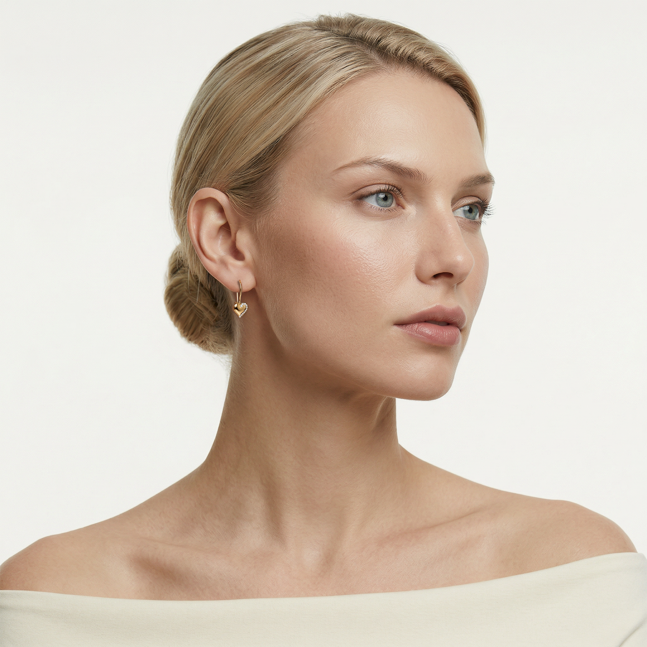 Kolczyki  Savicki: złote serca z cyrkoniami - 4