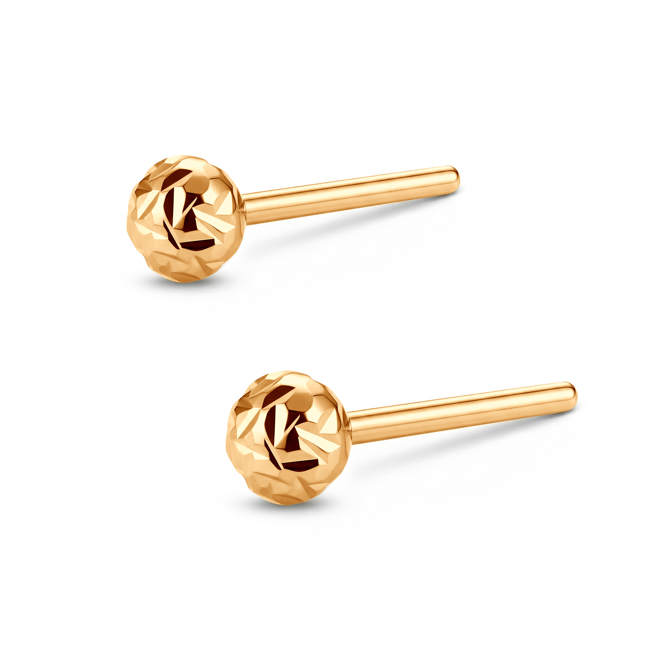 Kolczyki kulki Savicki: Super lekkie, diamentowane złote (585) 3mm - 3