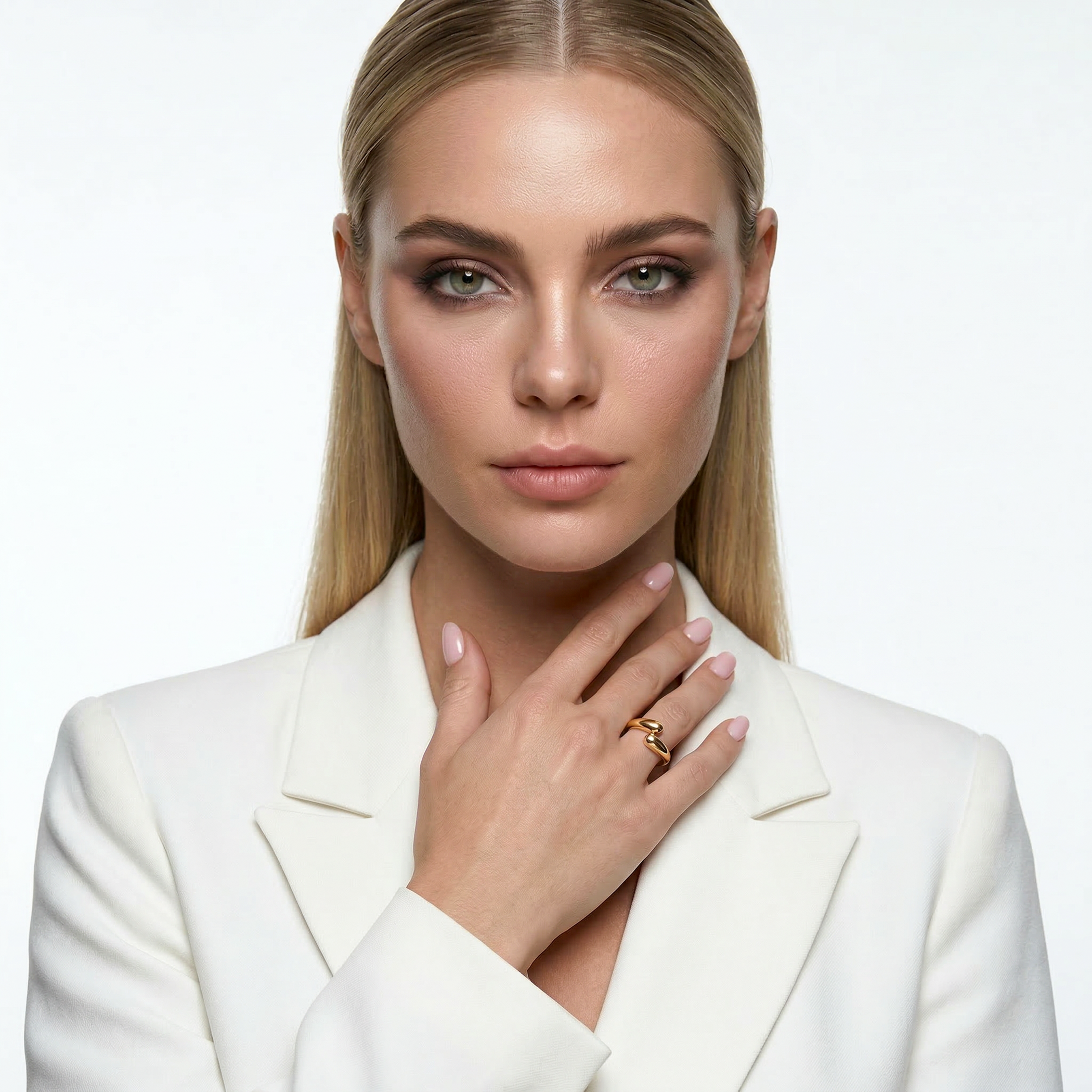 Pierścionek SAVICKI: złoty gładkie połączone łezki - 4