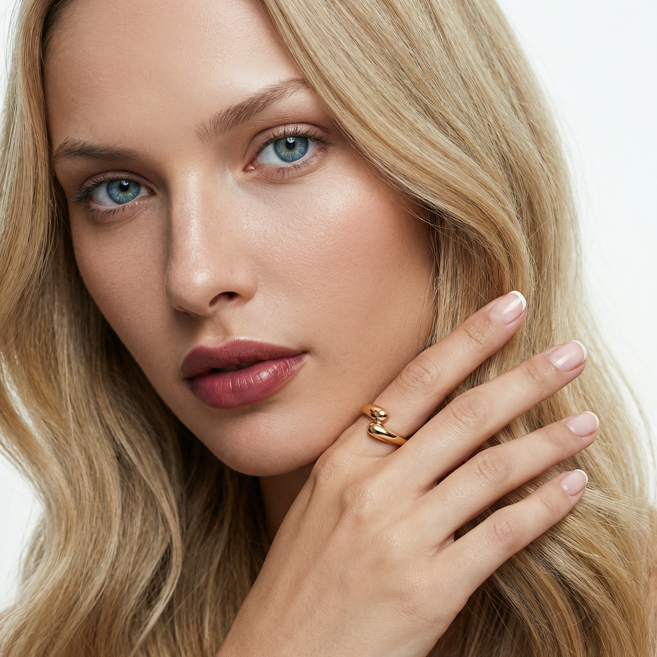 Pierścionek SAVICKI: złoty gładkie połączone łezki - 5