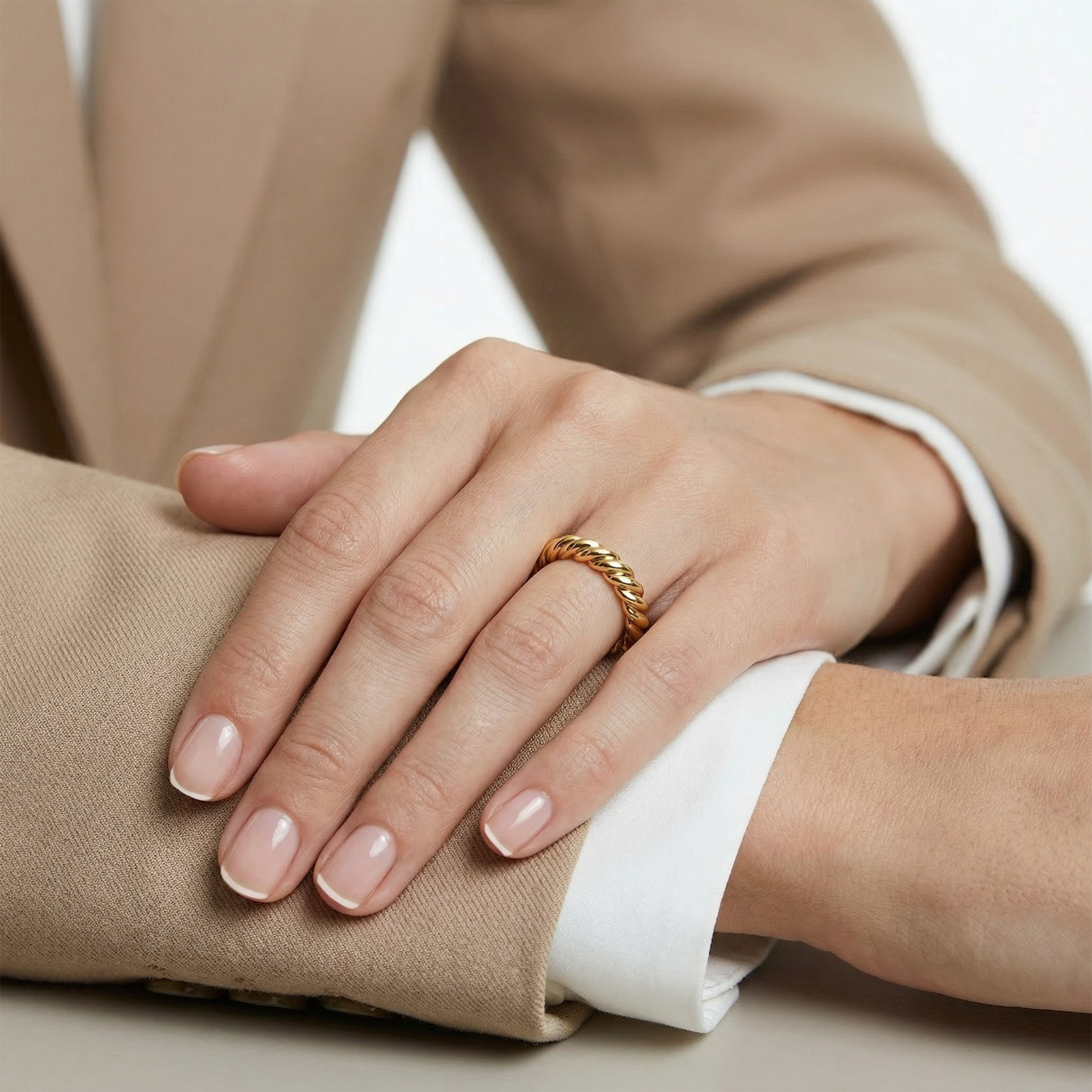 Pierścionek SAVICKI: złoty pleciony - 6