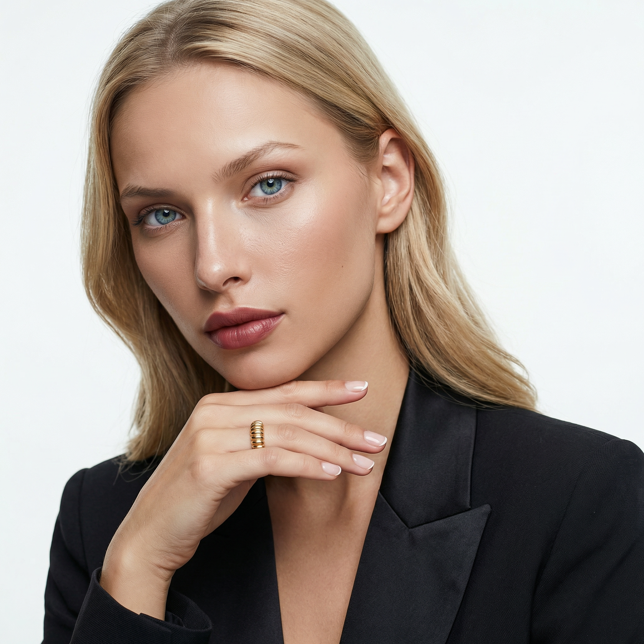 Pierścionek SAVICKI: złoty gładko żłobiony - 4