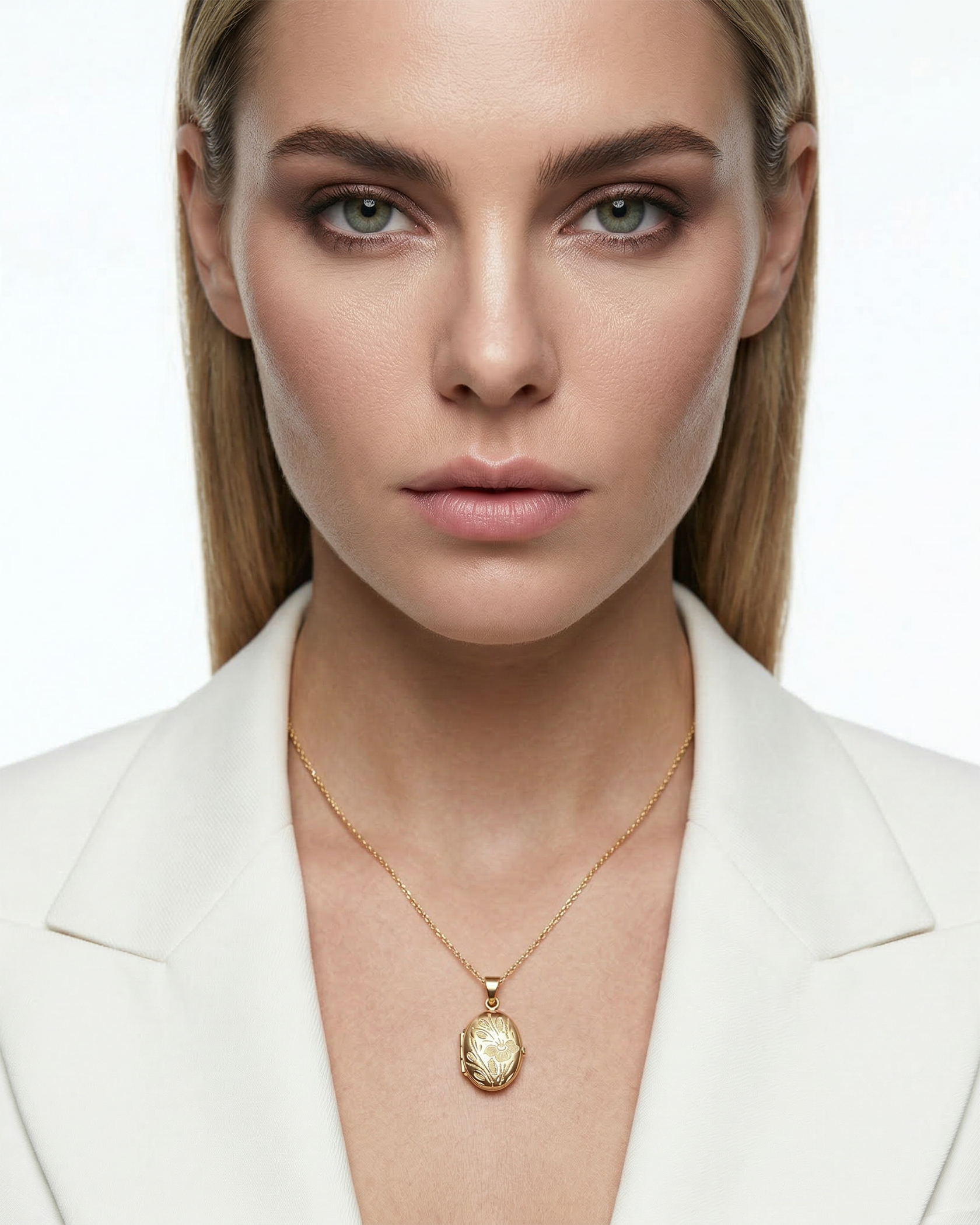 Zawieszka złota SAVICKI: owalne grawerowane puzderko  - 5