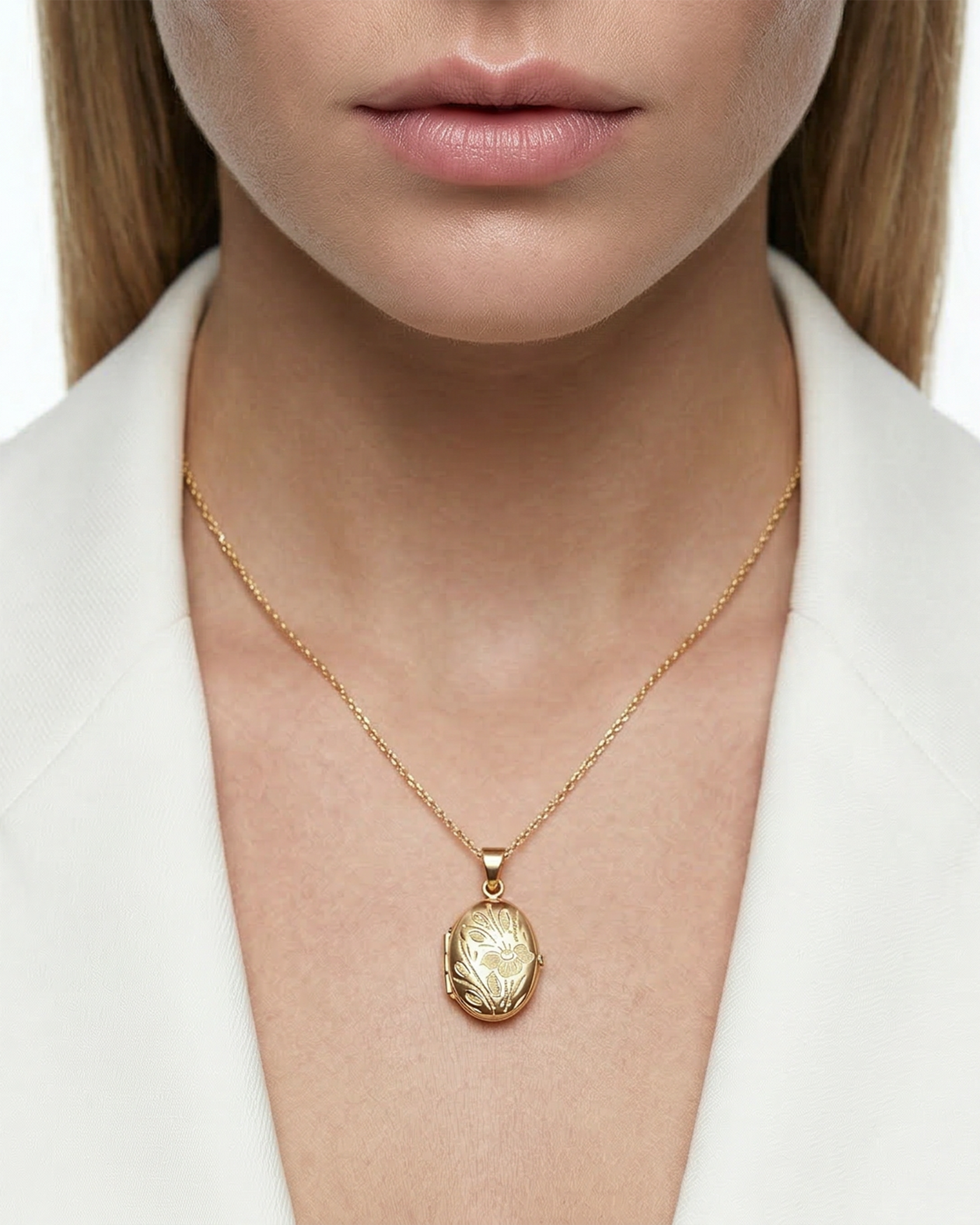 Zawieszka złota SAVICKI: owalne grawerowane puzderko  - 7