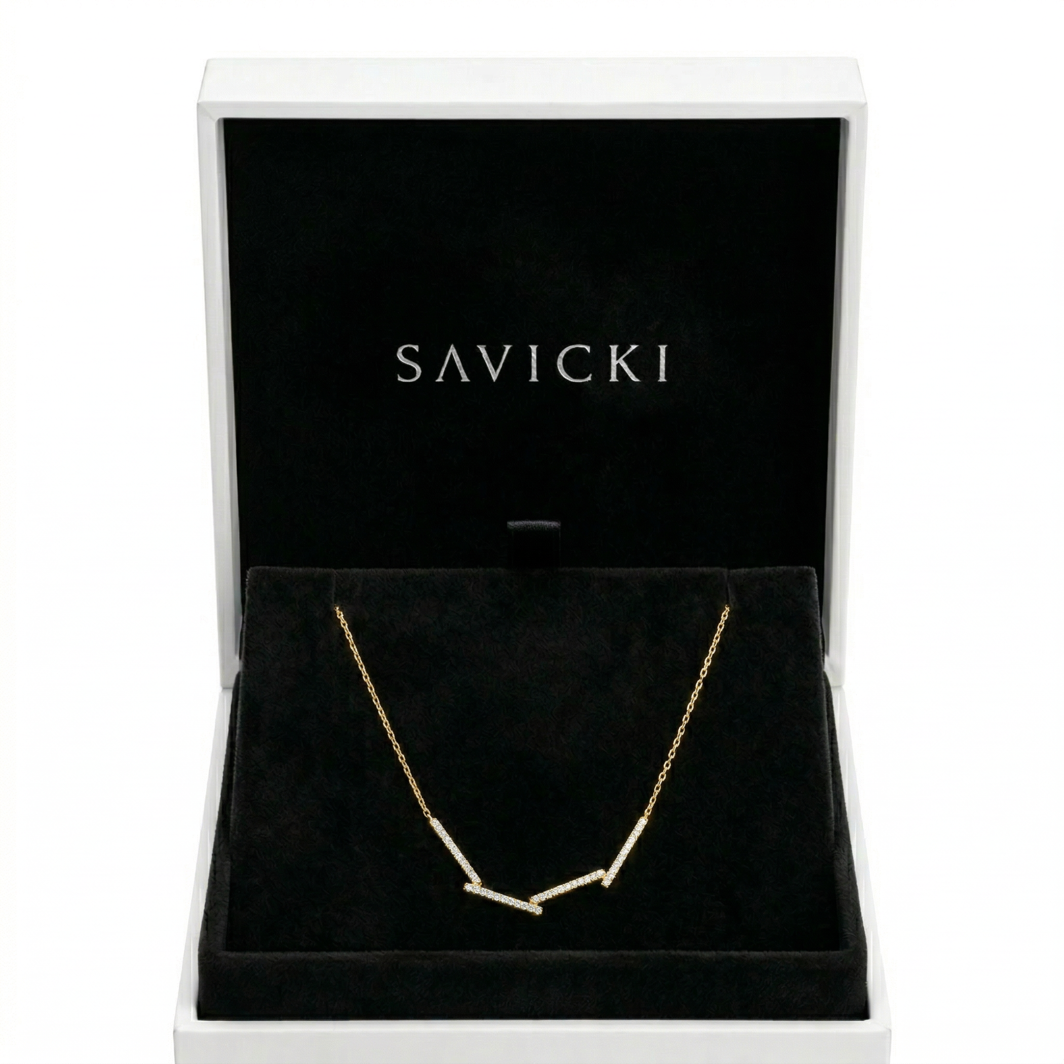 Naszyjnik prostokąt złoty 585 z białymi diamentami 0.28ct 44 cm - 4