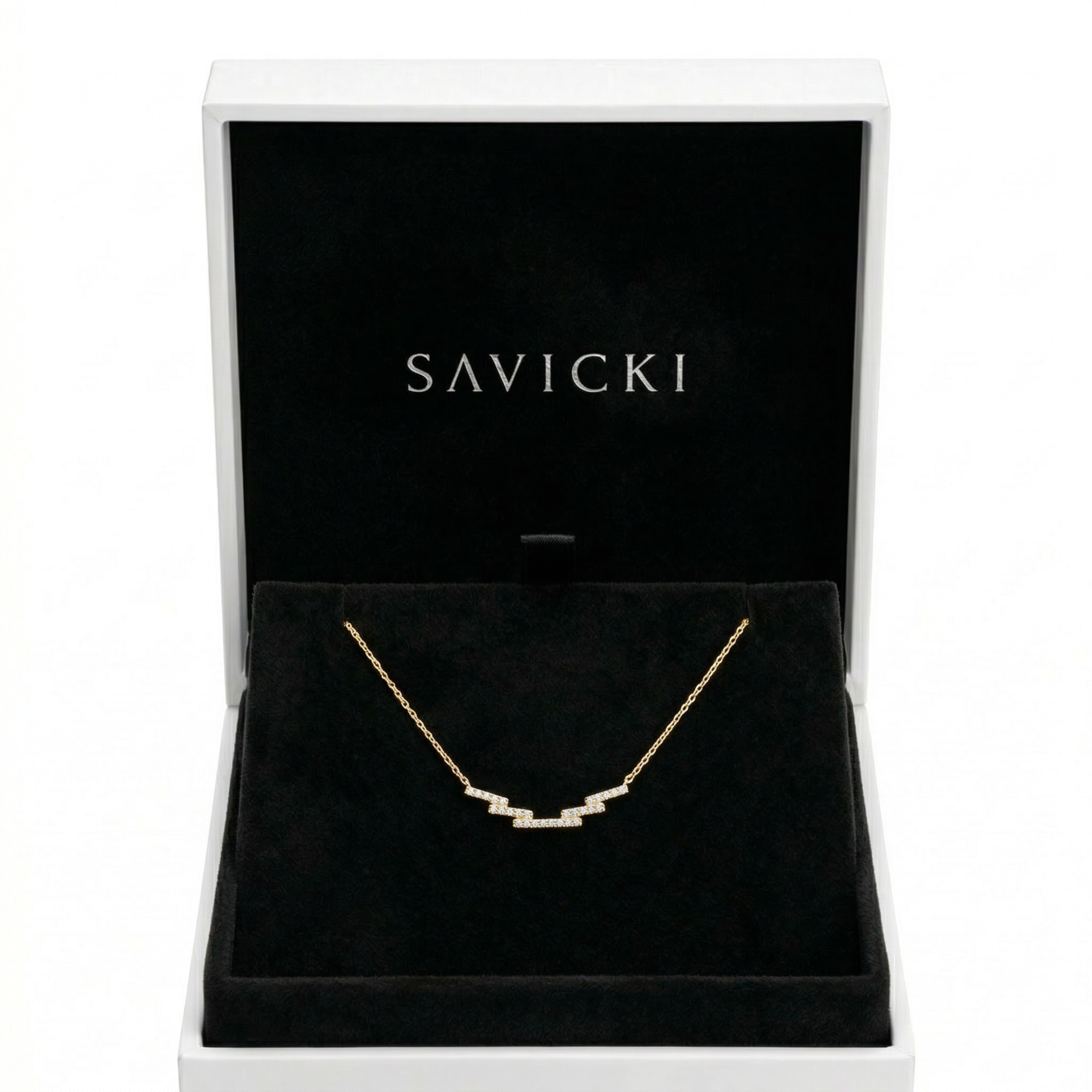 Naszyjnik złoty 585 z białymi diamentami 0.14ct 44 cm - 4