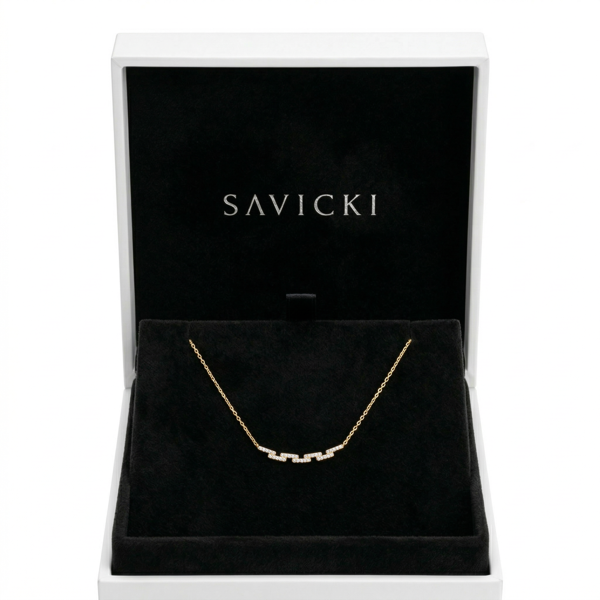 Naszyjnik złoty 585 z białymi diamentami 0.22ct 42 cm - 5