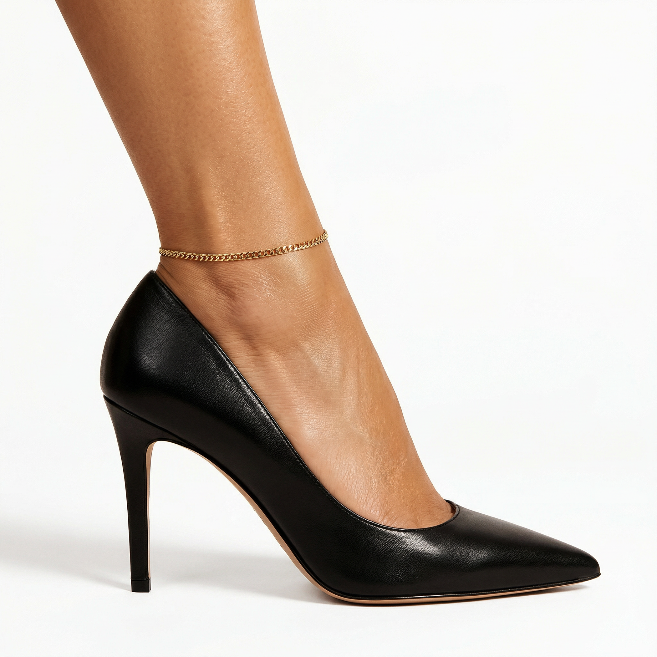 Bransoletka Łańcuszkowa na nogę o splocie pancerka złota 25cm  - 4