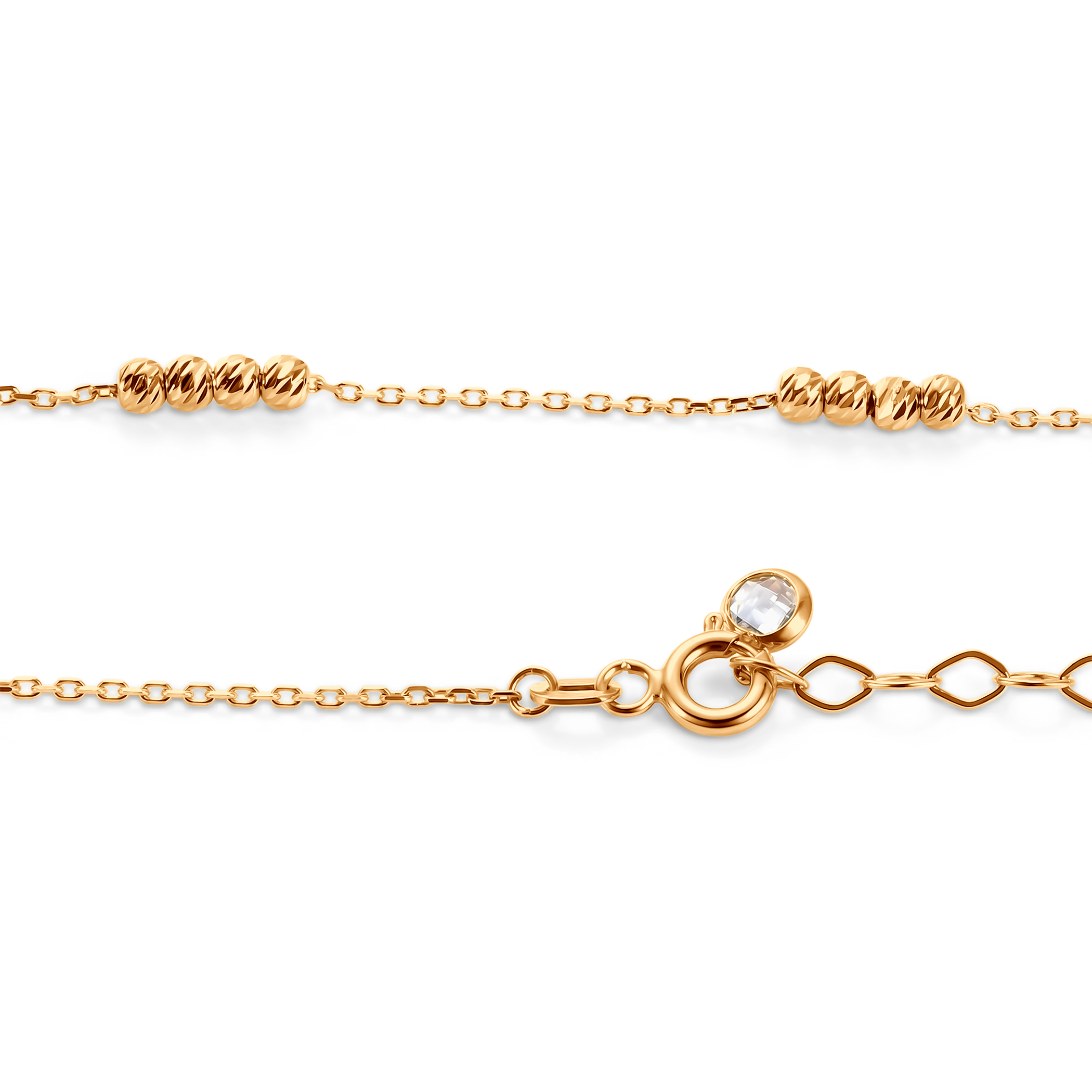 Bransoletka na nogę diamentowane kulki złota 22+3cm - 3
