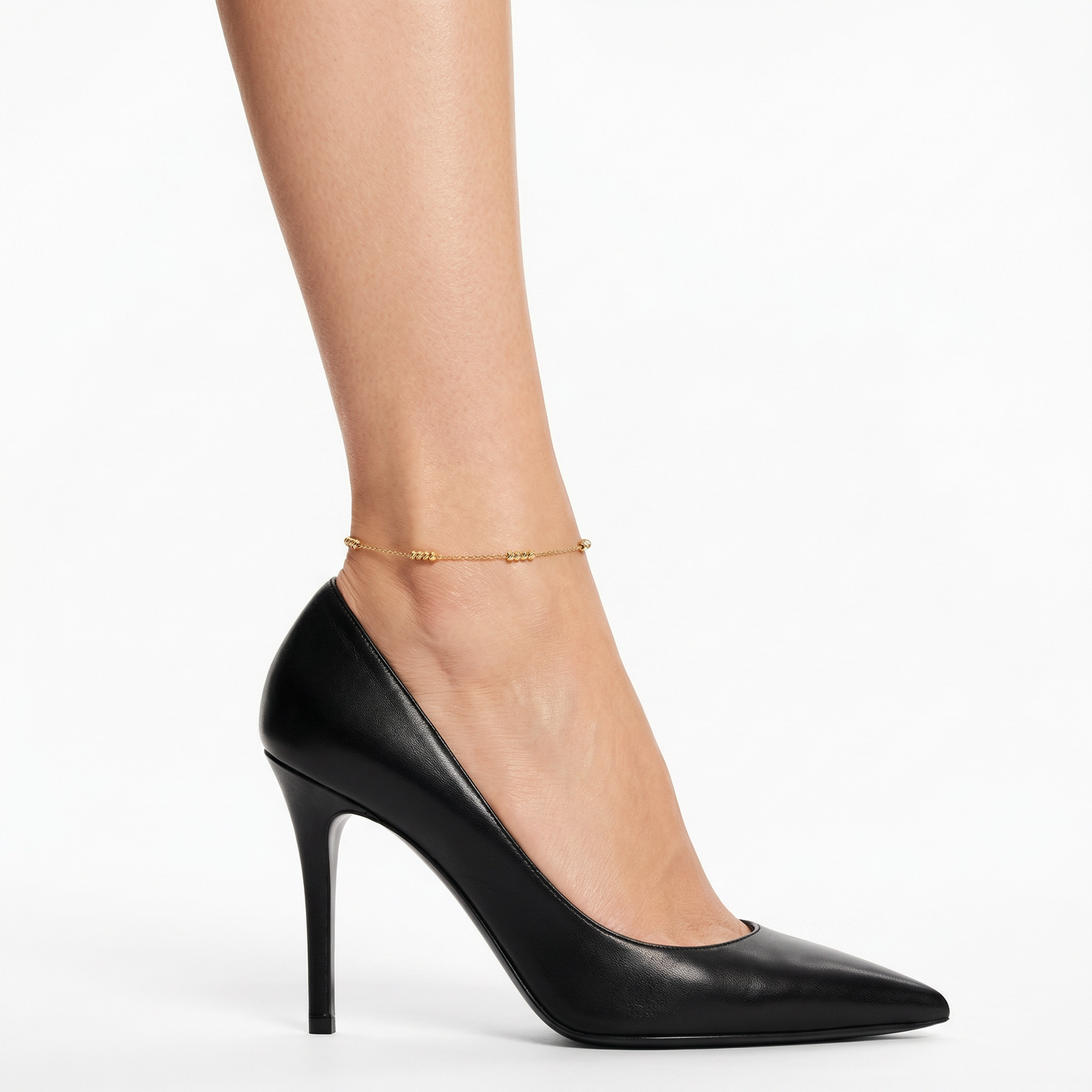 Bransoletka na nogę diamentowane kulki złota 22+3cm - 4