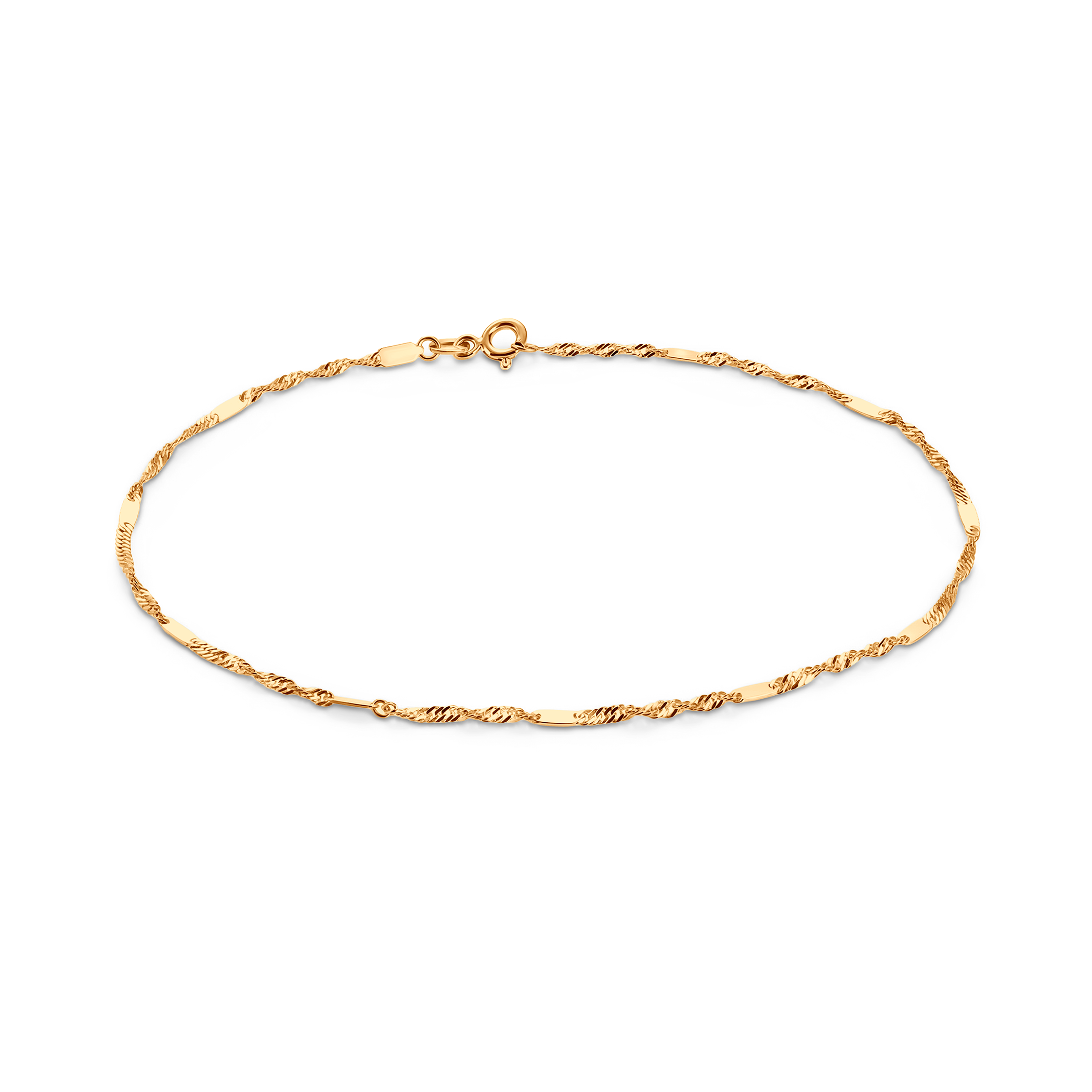 Bransoletka na nogę  singapur z blaszką złota 25cm