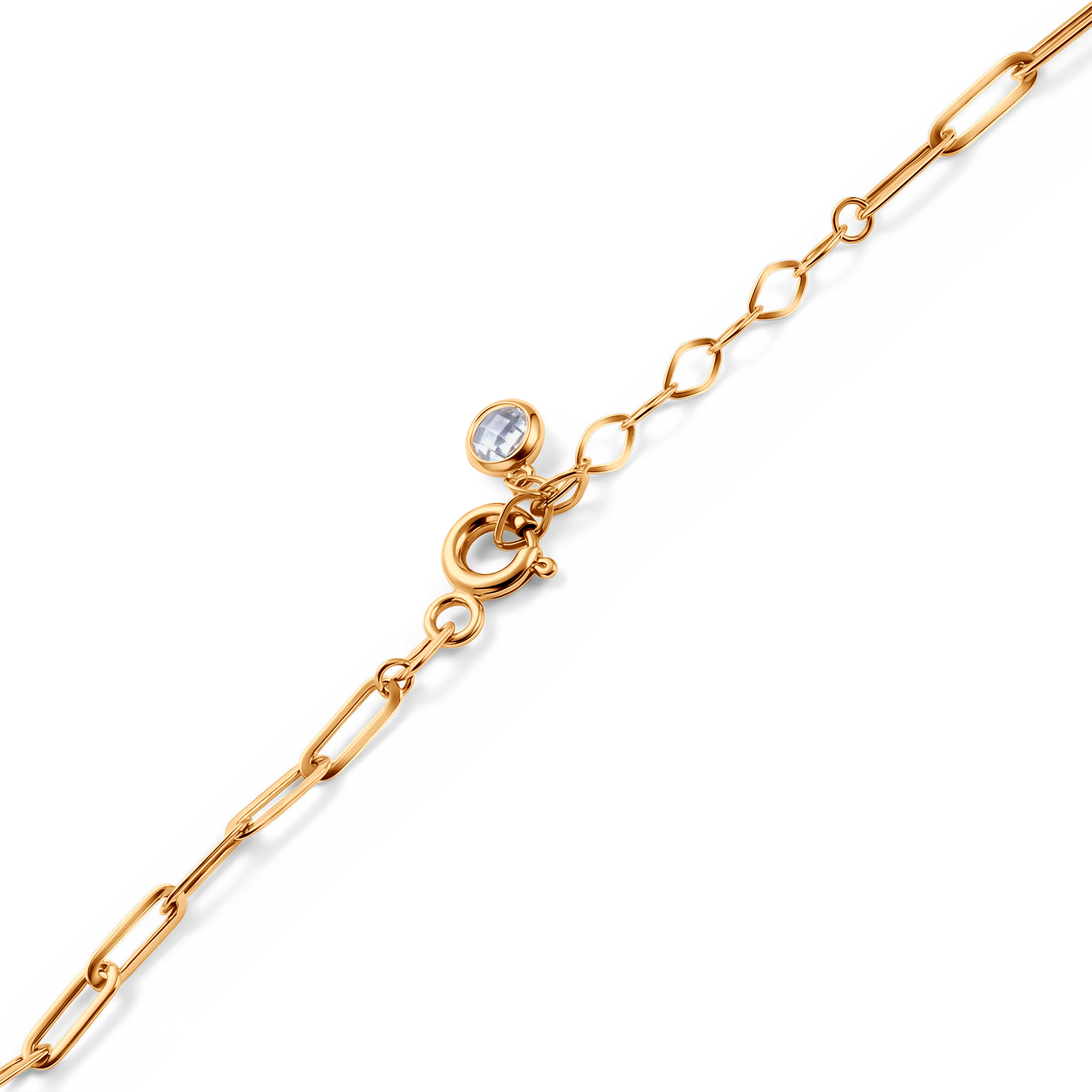 Bransoletka na nogę Łańcuszkowa podłużne ogniwa i wiszące serca złota 22+3cm - 3