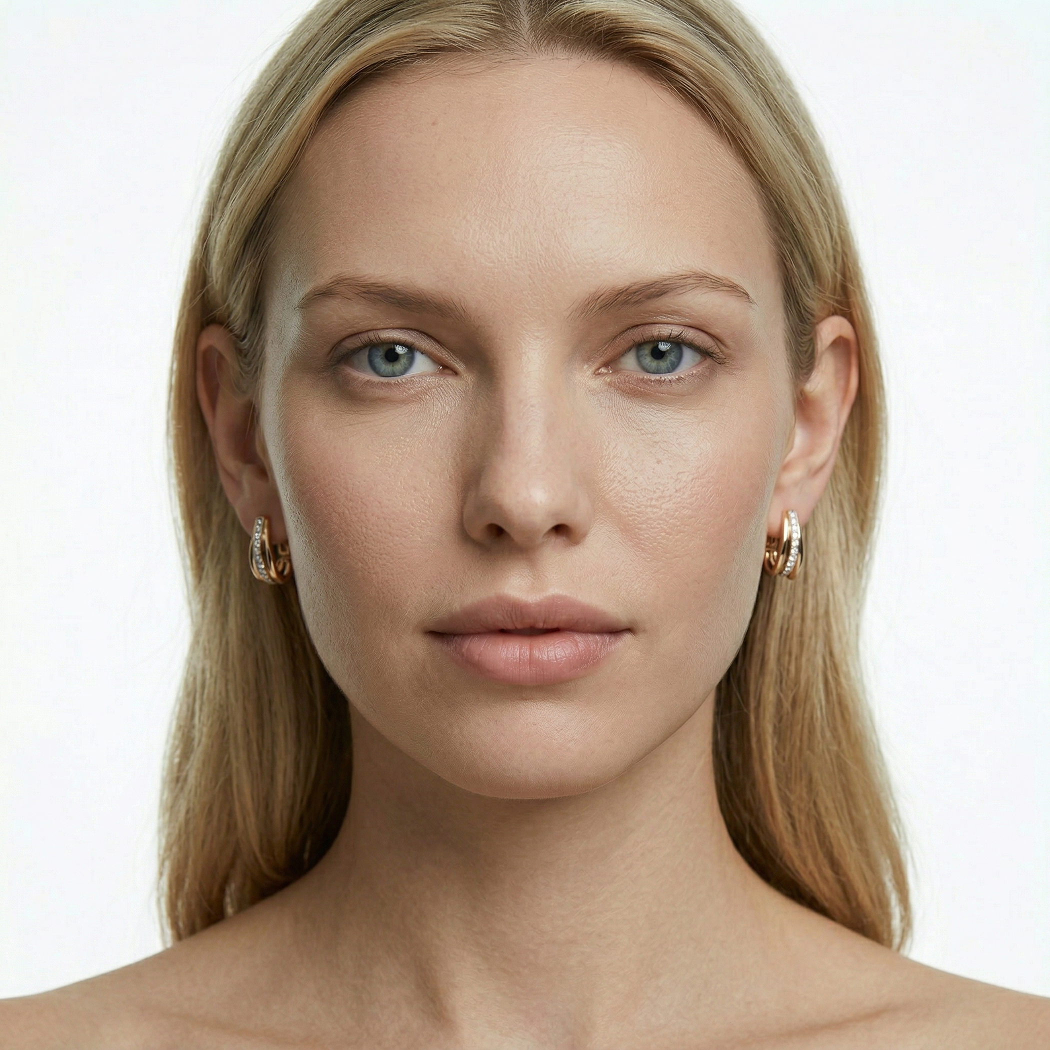 Kolczyki Savicki: dwukolorowe złoto, cyrkonie - 4