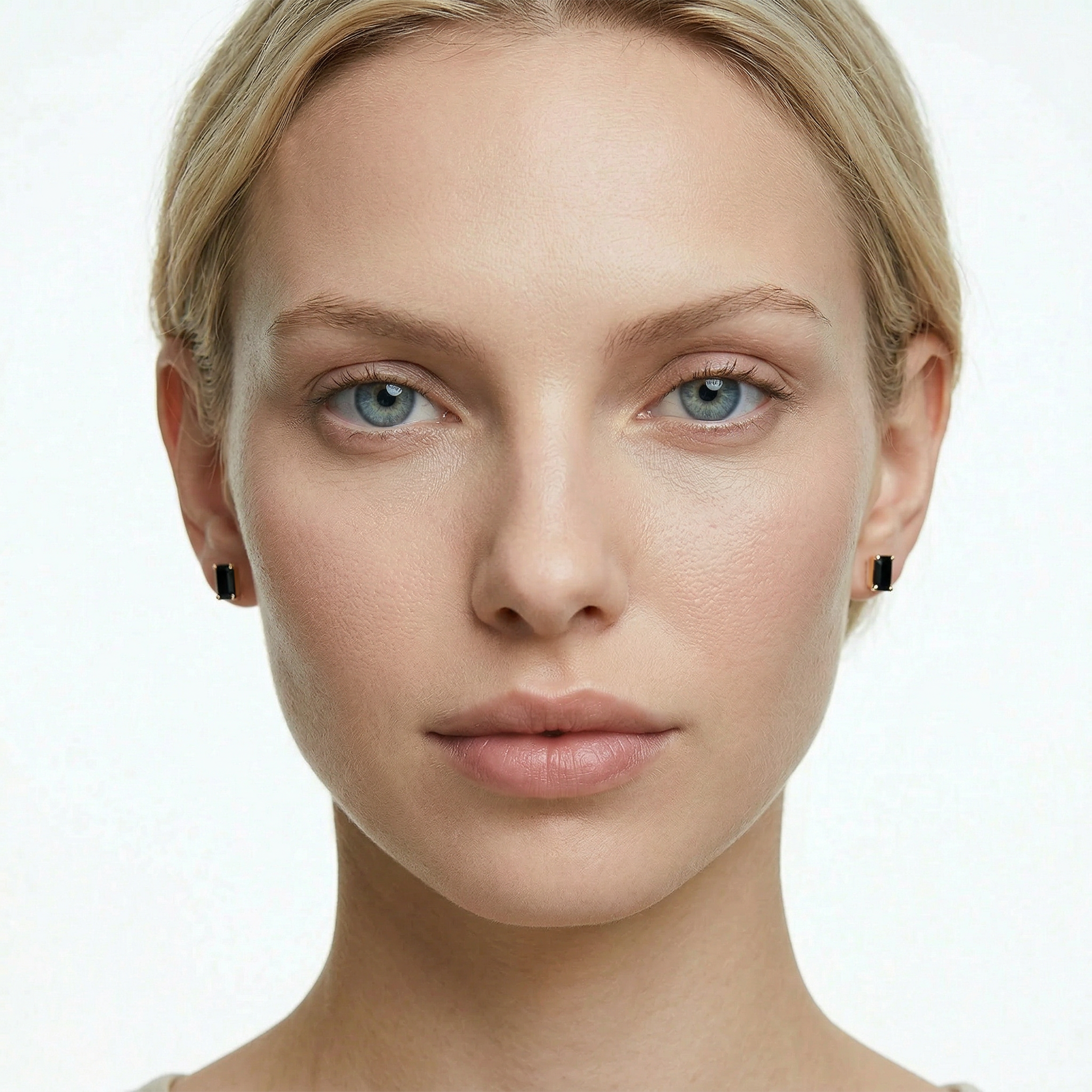 Kolczyki złote SAVICKI: prostokątne czarne cyrkonie - 4