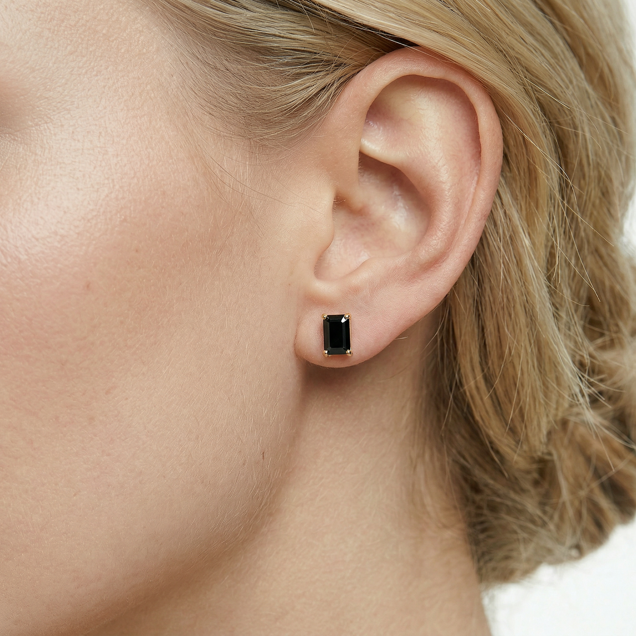 Kolczyki złote SAVICKI: prostokątne czarne cyrkonie - 6