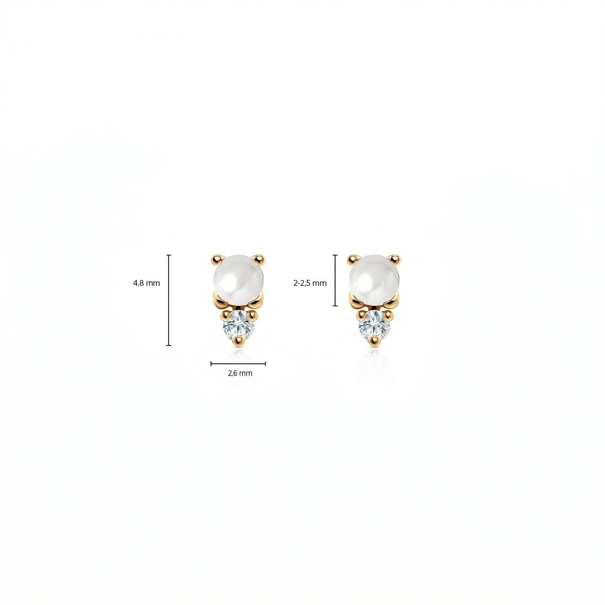 Earrings Célamare: gold, pearls, zircons - 6