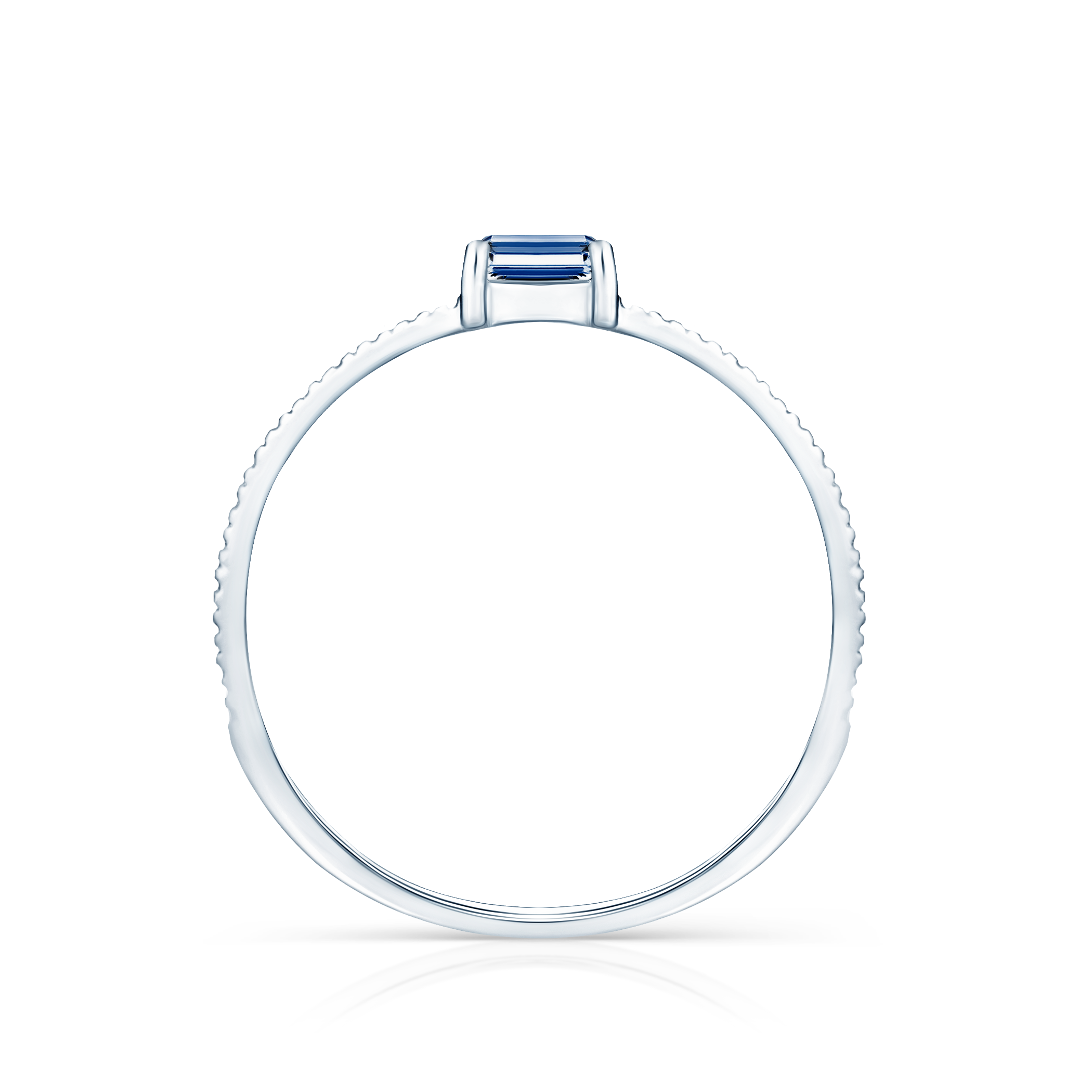 Pierścionek zaręczynowy SAVICKI: białe złoto, niebieski szafir